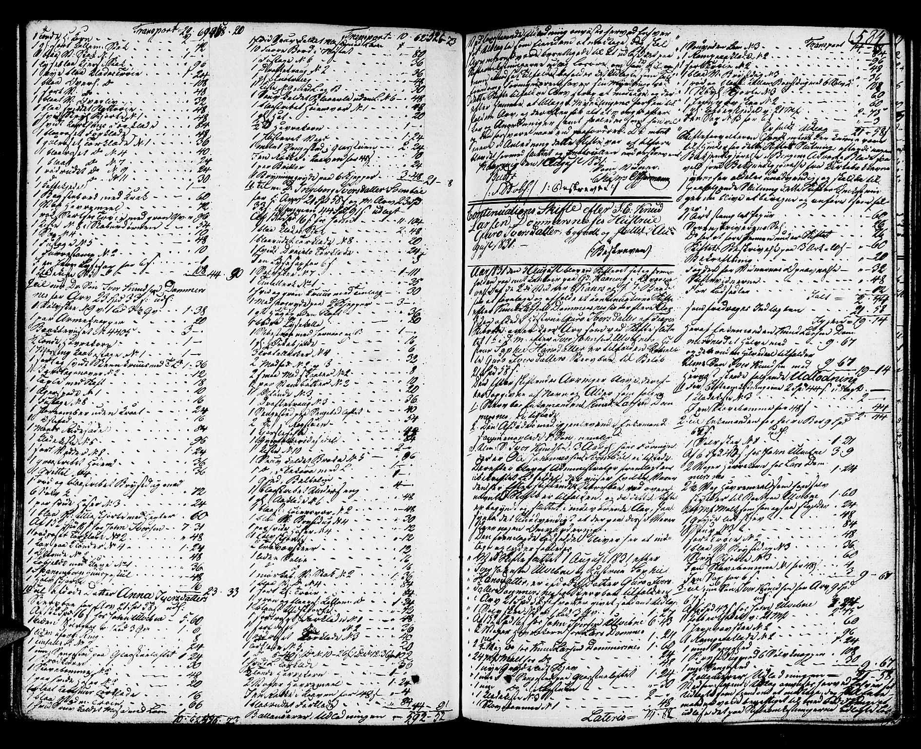 Sunnhordland sorenskrivar, SAB/A-2401/1/H/Ha/Had/L0003: Skifteprotokollar. Føyen, Fjære og Våg. Fol. 365- ut. Register i protokoll., 1828-1834, s. 583b-584a