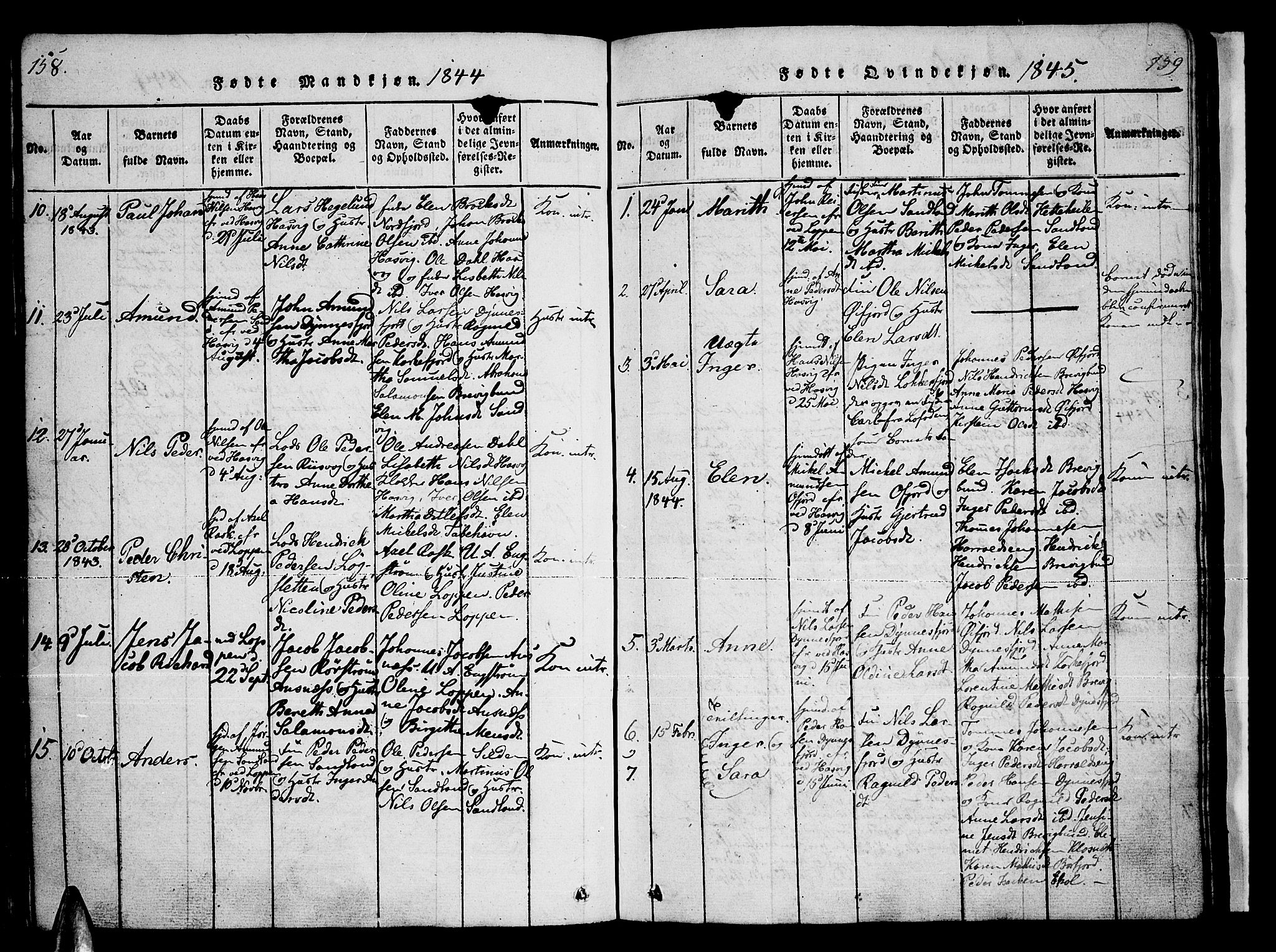 Loppa sokneprestkontor, AV/SATØ-S-1339/H/Ha/L0003kirke: Ministerialbok nr. 3, 1820-1848, s. 158-159