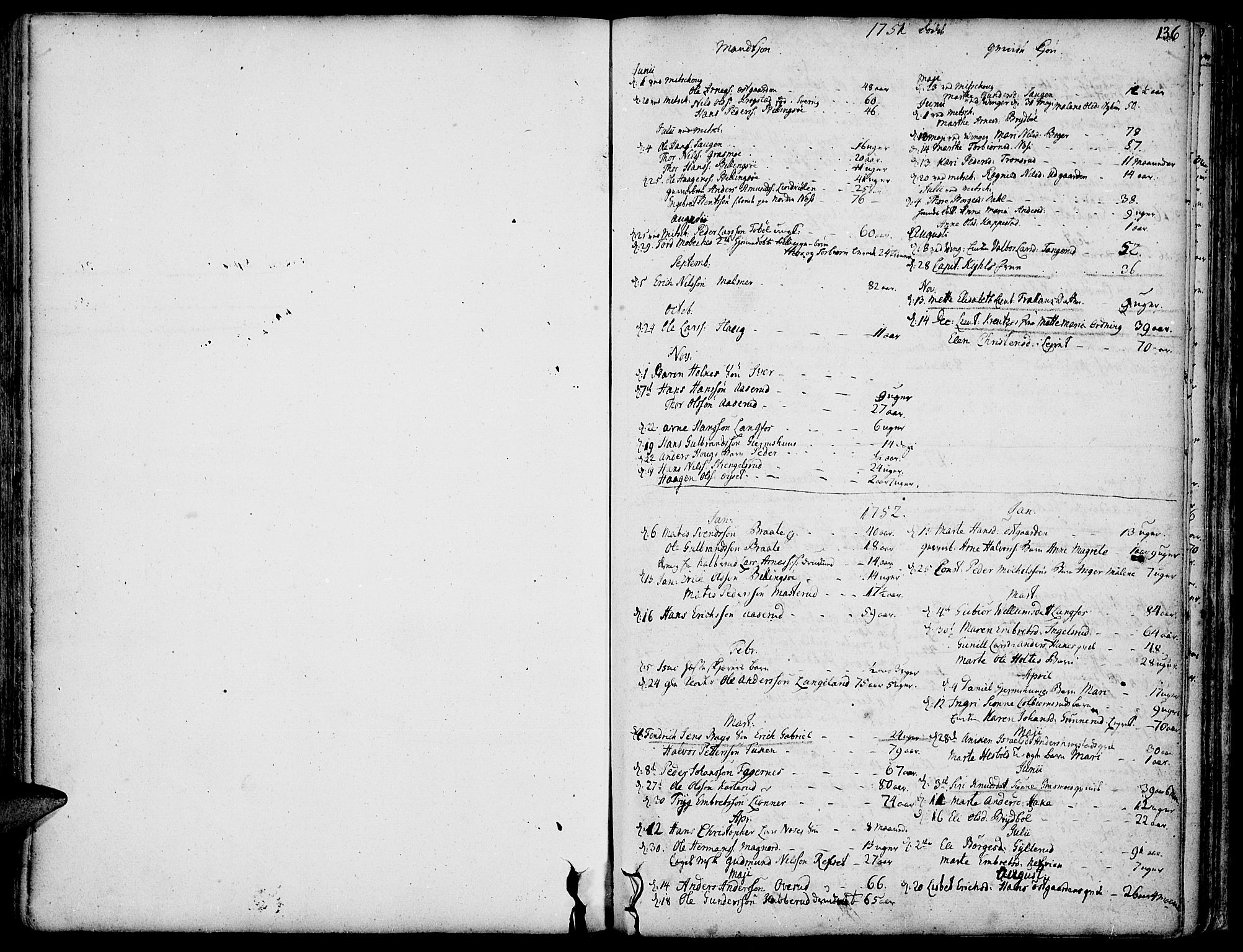 Vinger prestekontor, AV/SAH-PREST-024/H/Ha/Haa/L0003: Ministerialbok nr. 3, 1751-1772, s. 136
