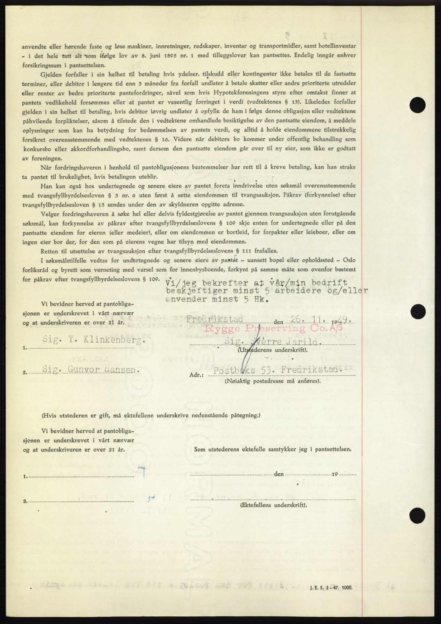 Moss sorenskriveri, SAO/A-10168: Pantebok nr. B23, 1949-1950, Dagboknr: 3711/1949