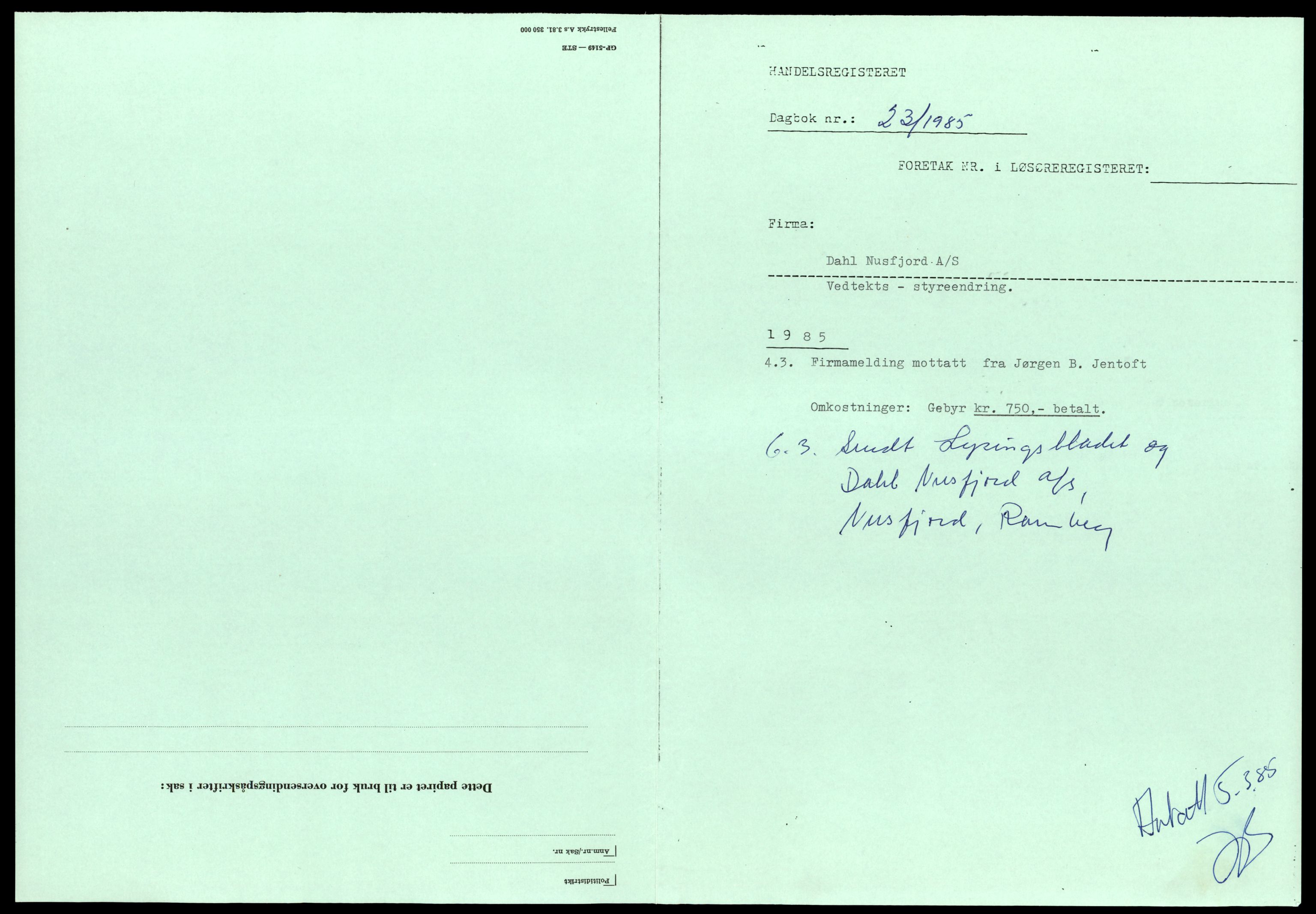 Lofoten sorenskriveri, SAT/A-0017/2/J/Jd/Jdc/L0004: Bilag, D-E, 1944-1990, s. 1