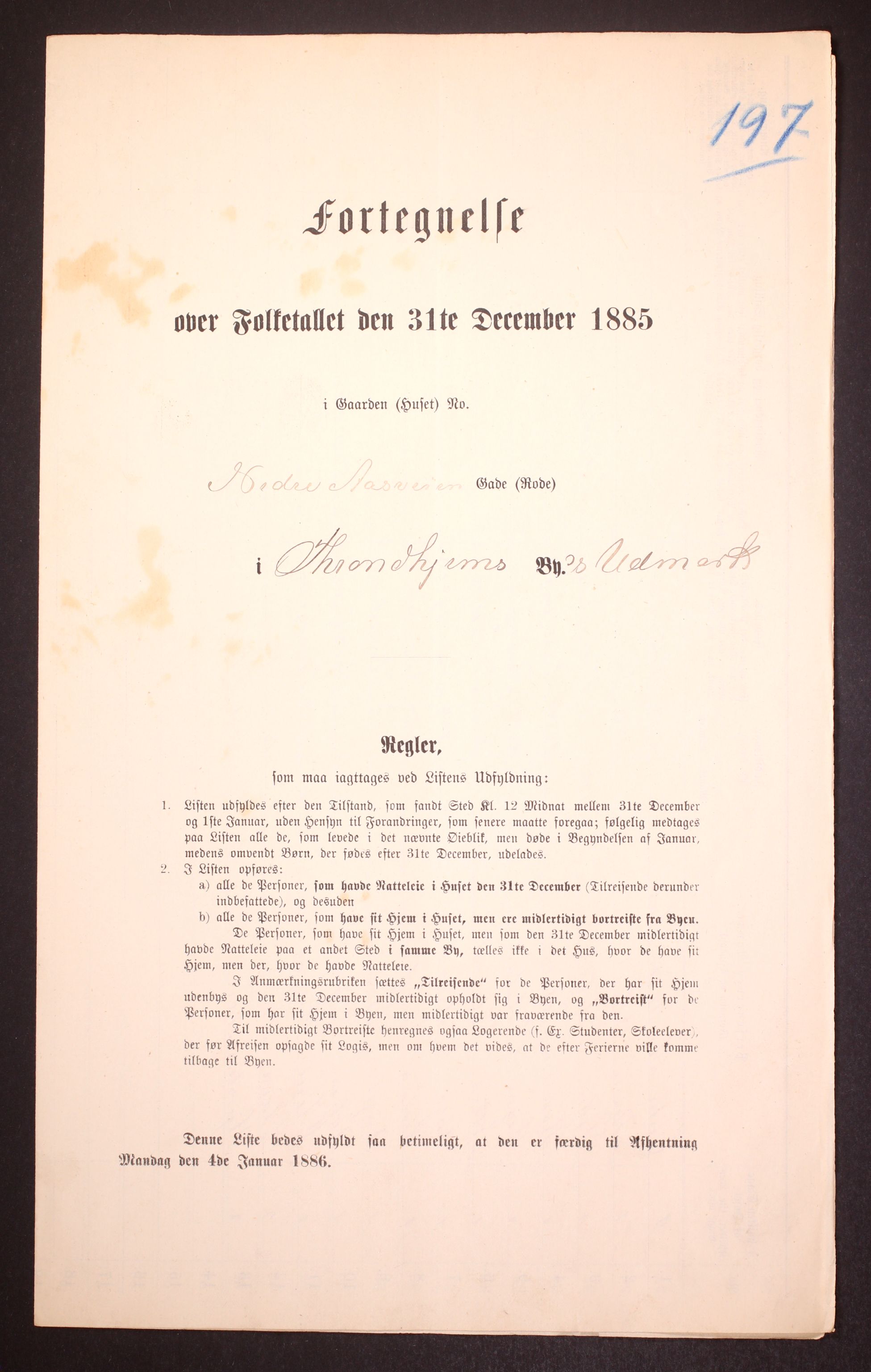 SAT, Folketelling 1885 for 1601 Trondheim kjøpstad, 1885, s. 3703