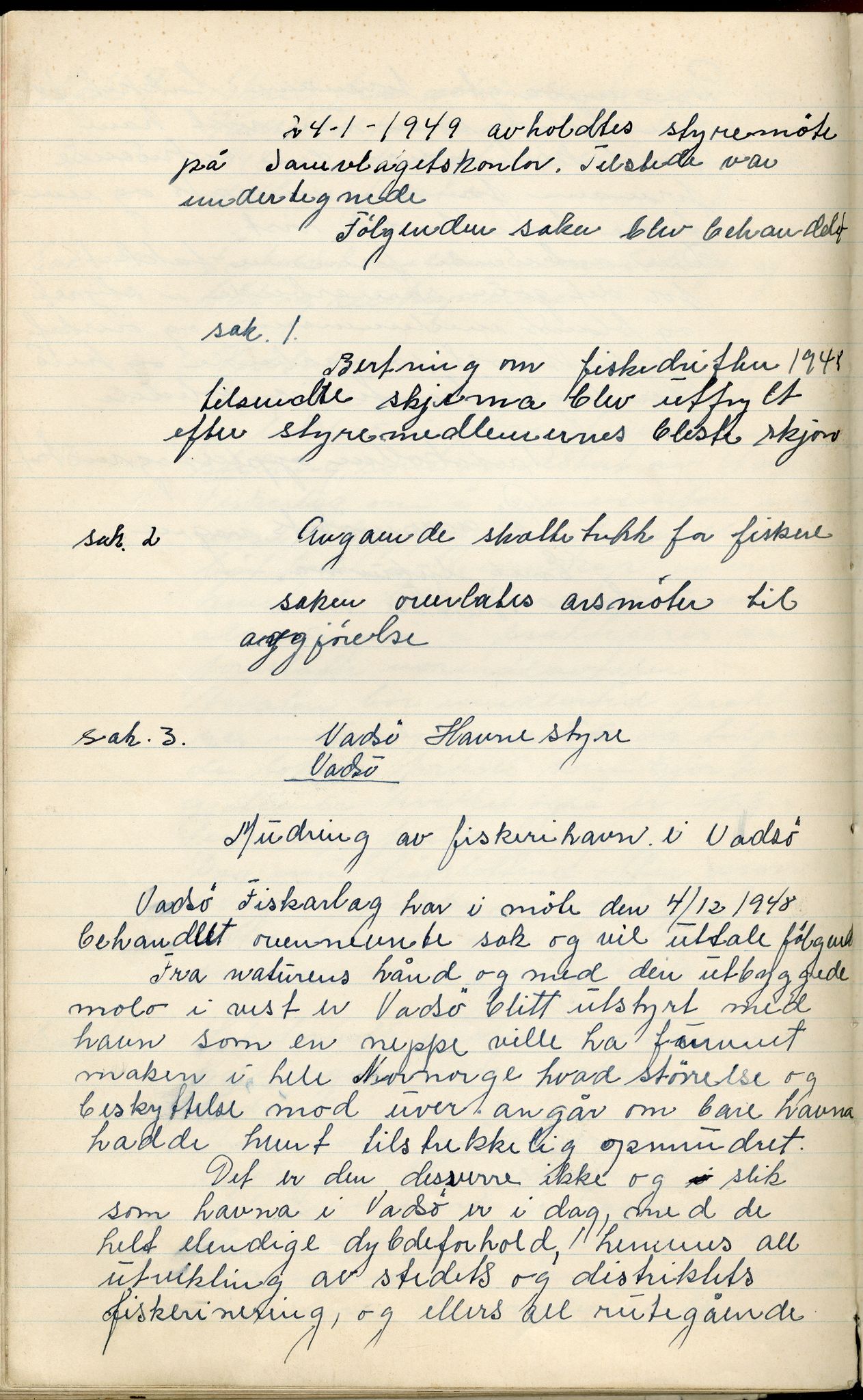 Vadsø Fiskarlag, FMFB/A-1016/A/L0001: Protokoll for styremøtene, 1926-1952, s. 193