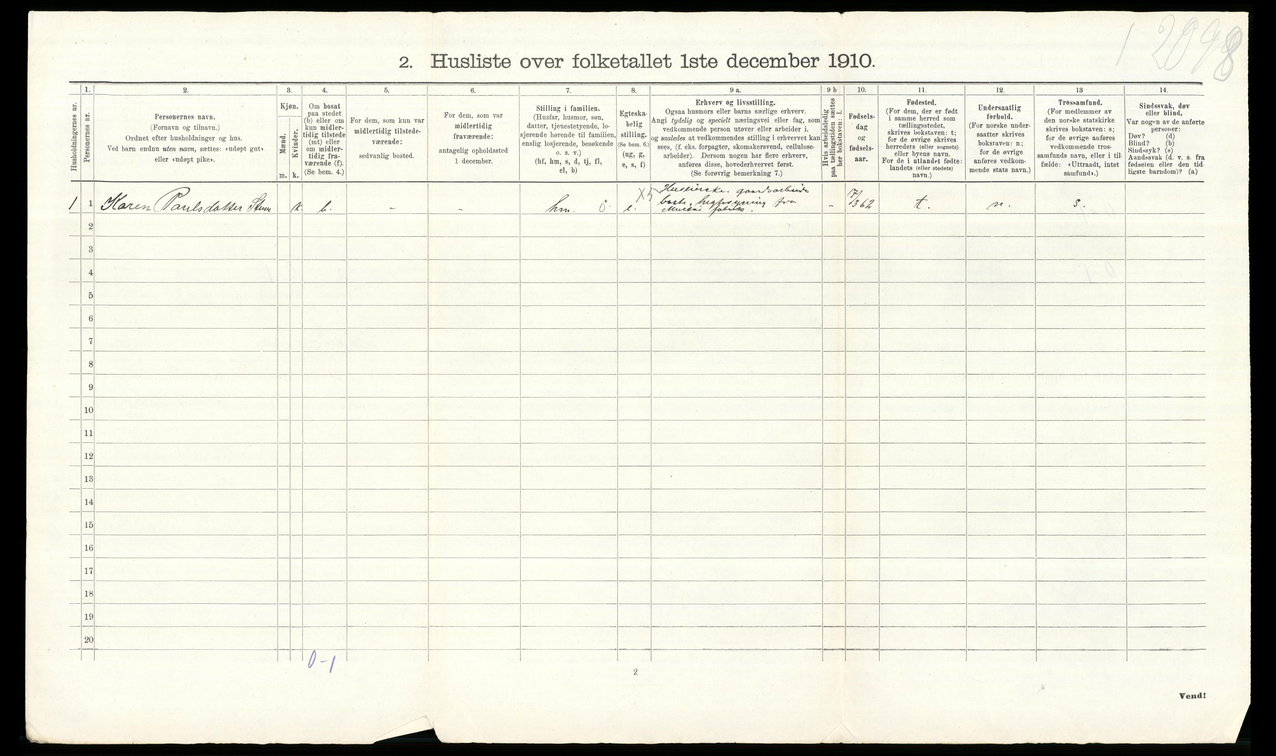 RA, Folketelling 1910 for 0528 Østre Toten herred, 1910, s. 3076