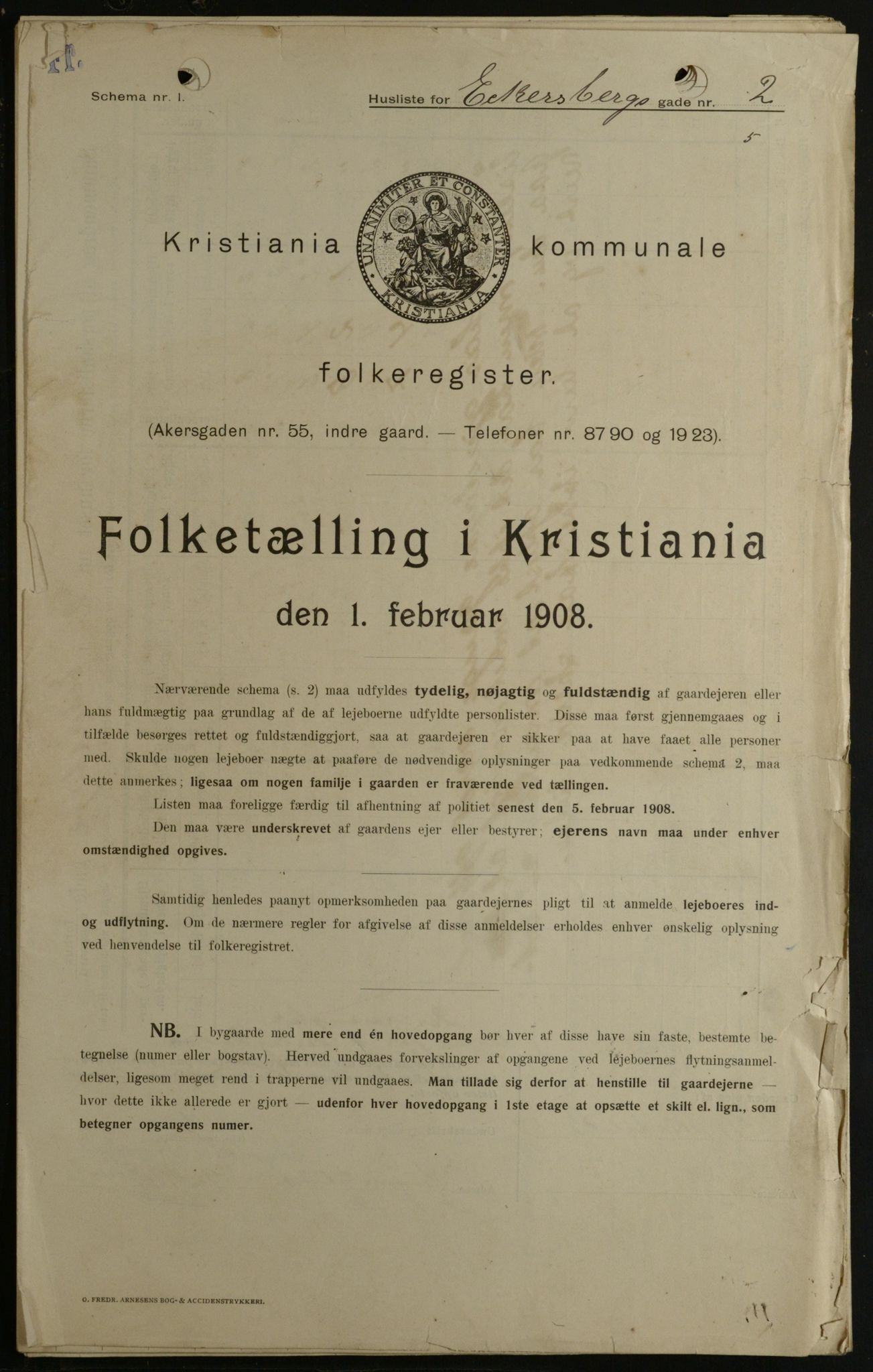 OBA, Kommunal folketelling 1.2.1908 for Kristiania kjøpstad, 1908, s. 16805
