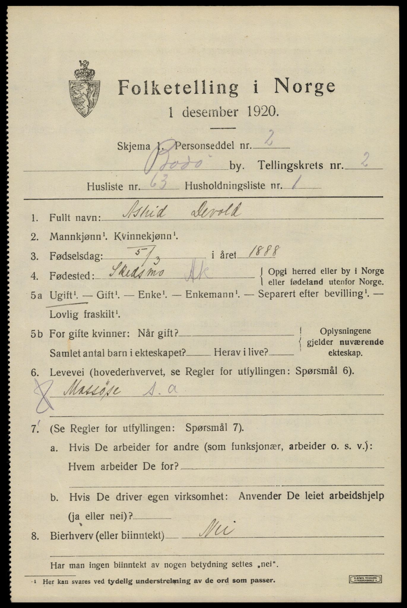 SAT, Folketelling 1920 for 1804 Bodø kjøpstad, 1920, s. 5225
