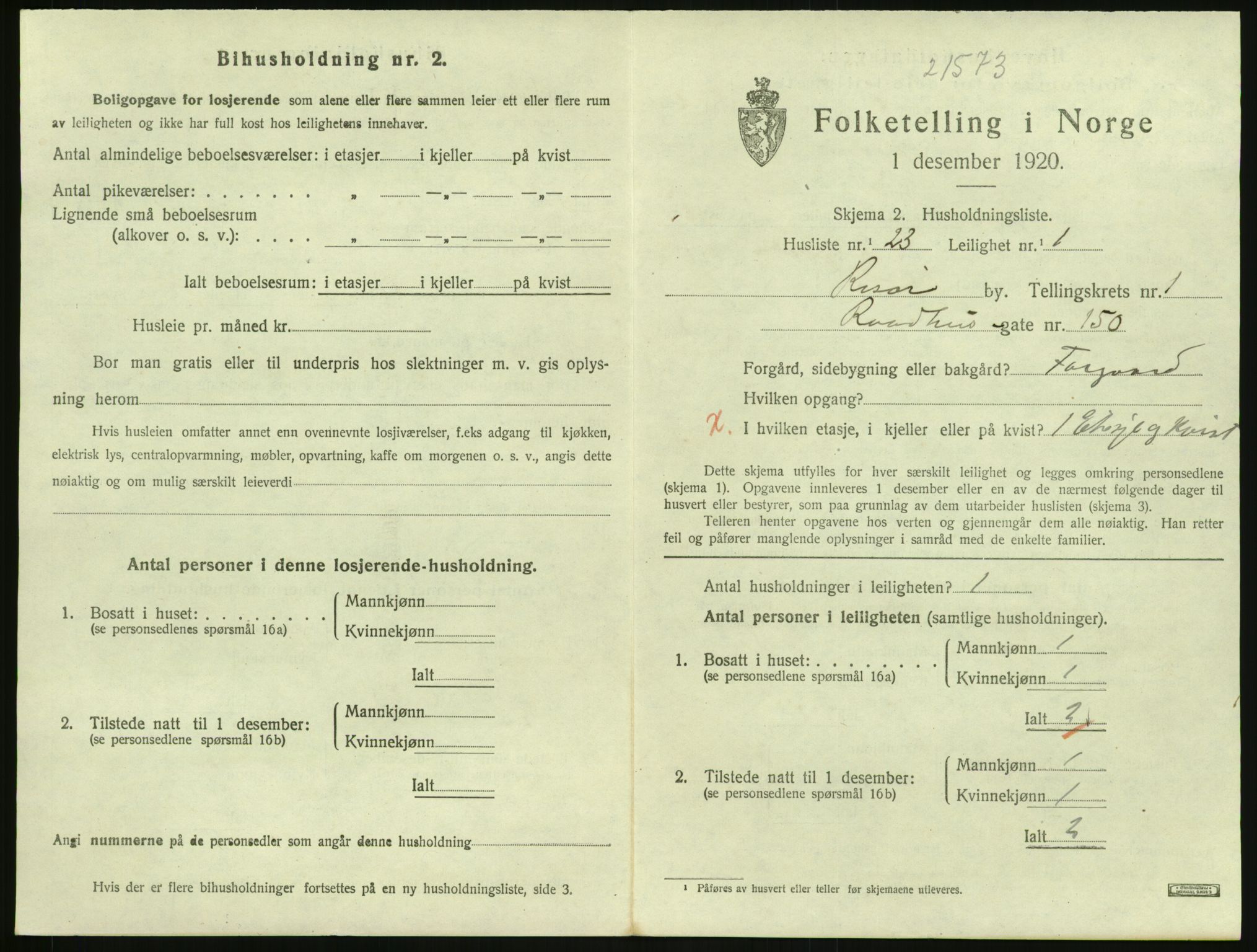 SAK, Folketelling 1920 for 0901 Risør kjøpstad, 1920, s. 1399