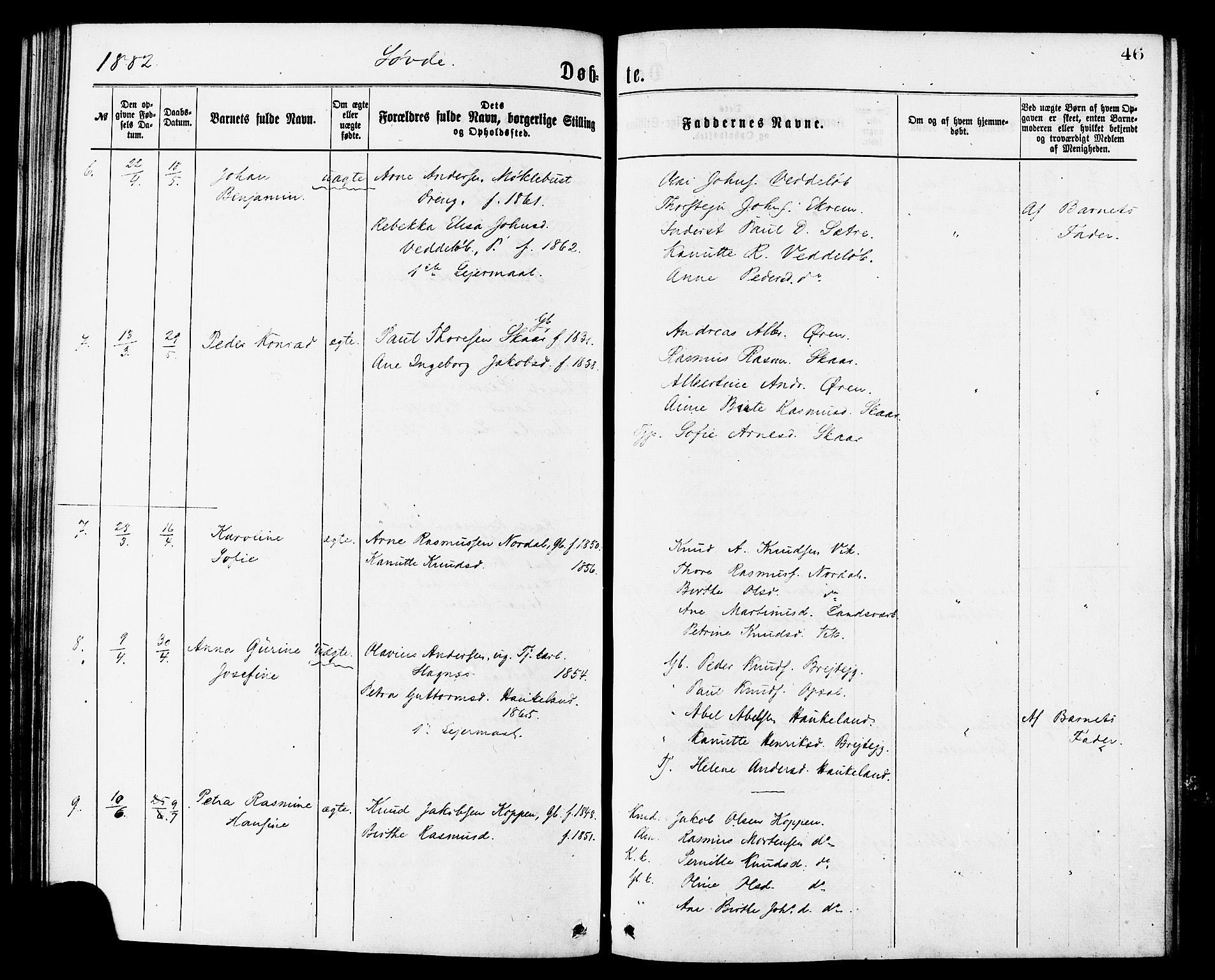 Ministerialprotokoller, klokkerbøker og fødselsregistre - Møre og Romsdal, SAT/A-1454/502/L0024: Ministerialbok nr. 502A02, 1873-1884, s. 46
