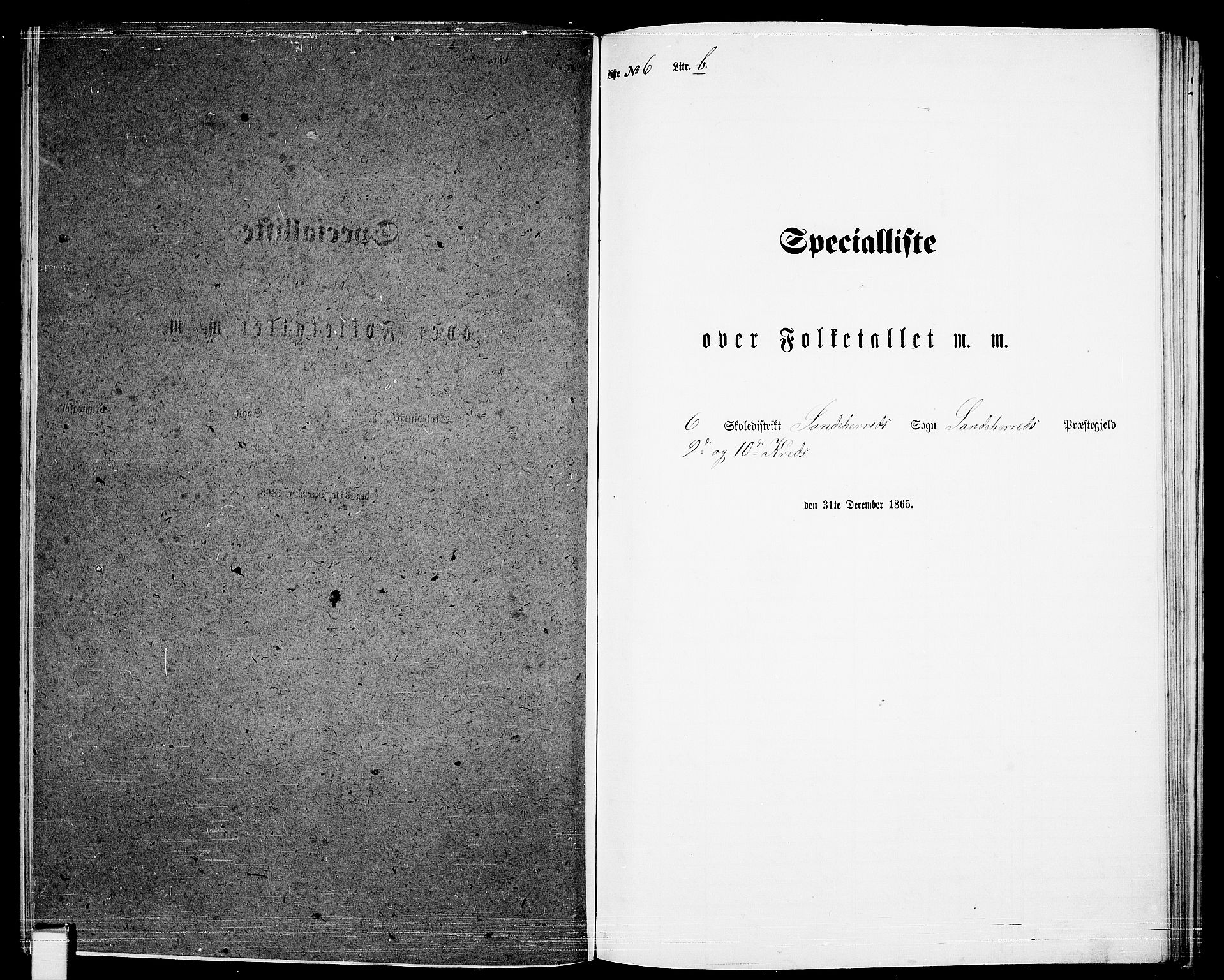 RA, Folketelling 1865 for 0724L Sandeherred prestegjeld, Sandeherred sokn, 1865, s. 165