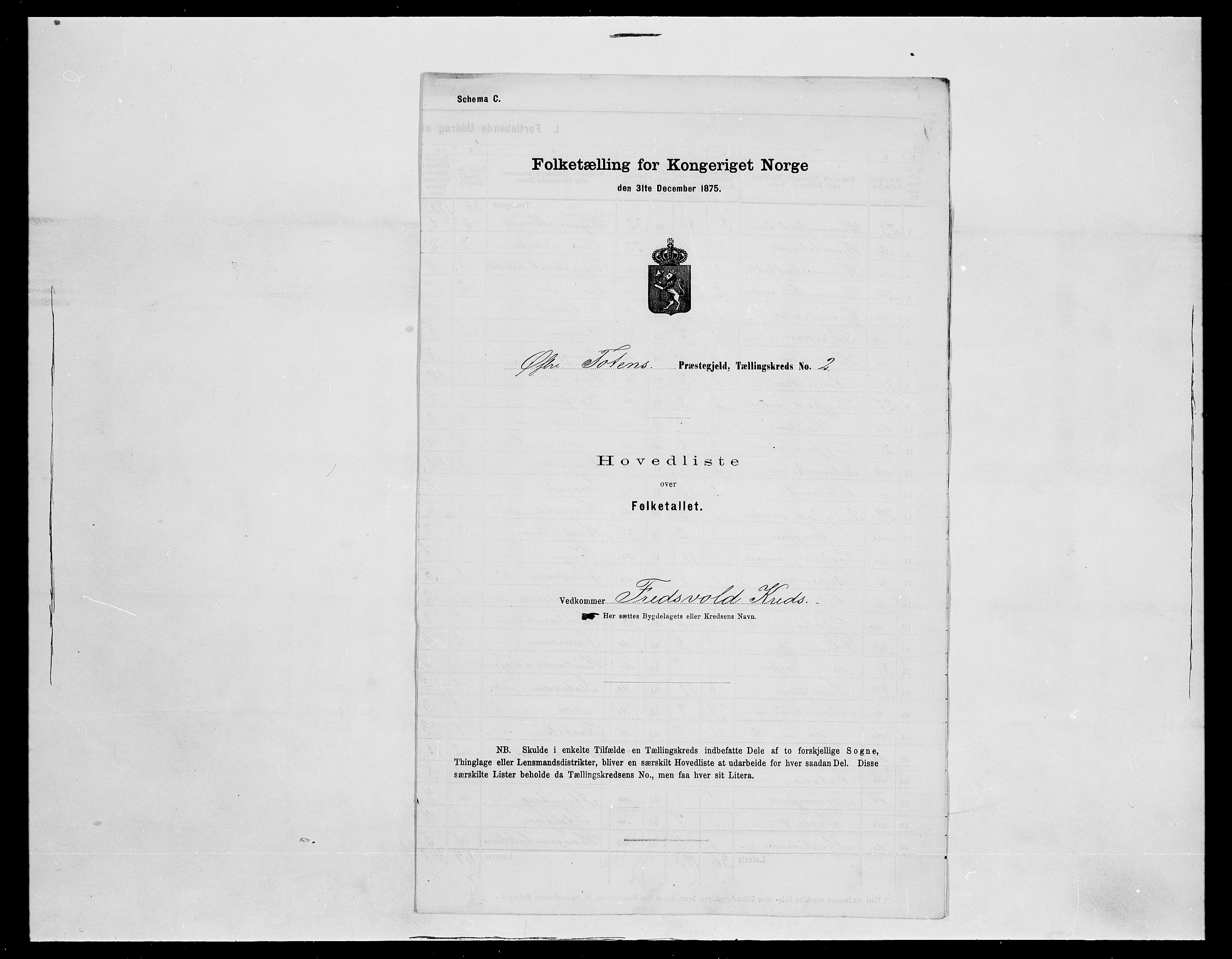 SAH, Folketelling 1875 for 0528P Østre Toten prestegjeld, 1875, s. 31
