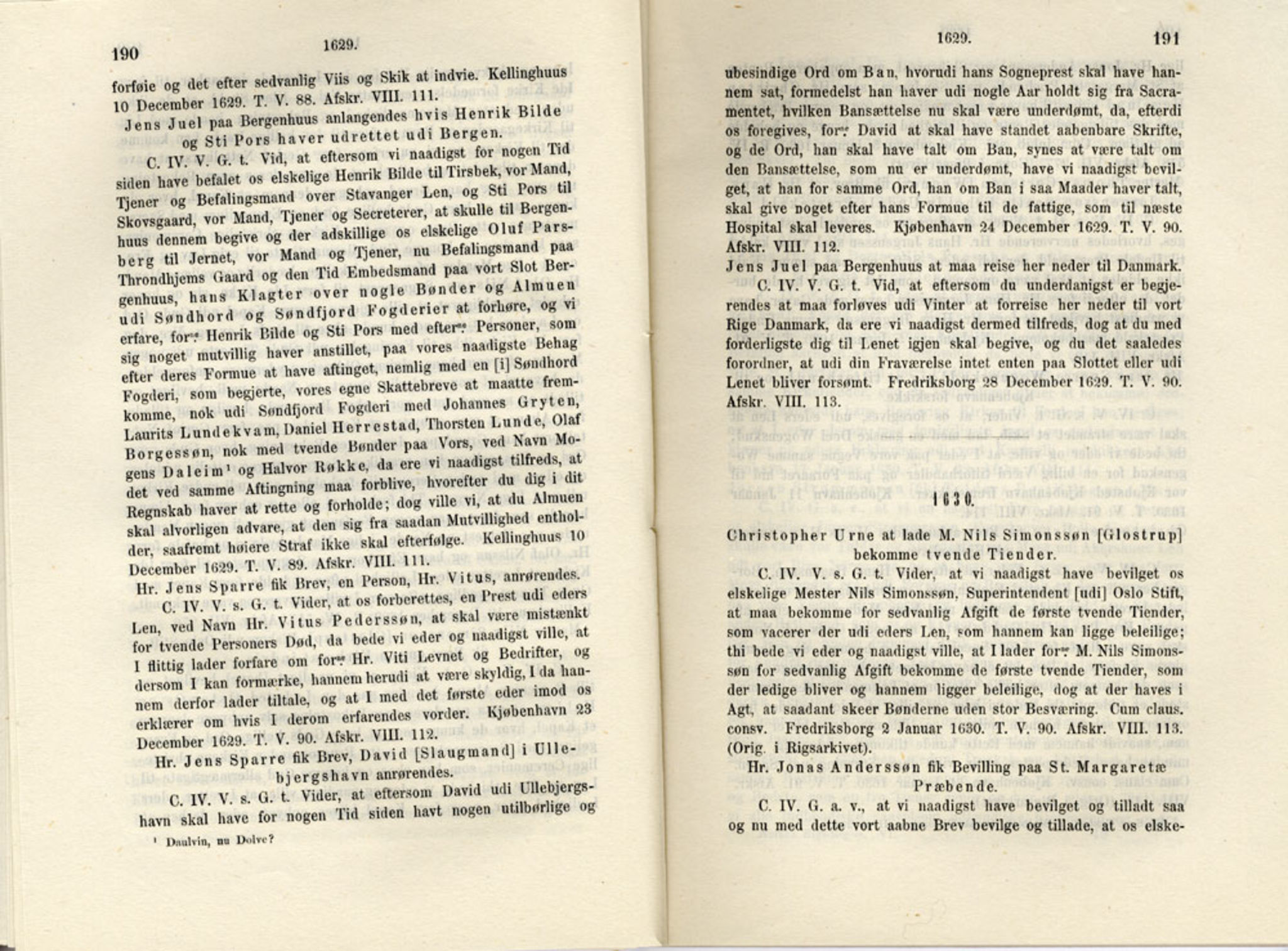 Publikasjoner utgitt av Det Norske Historiske Kildeskriftfond, PUBL/-/-/-: Norske Rigs-Registranter, bind 6, 1628-1634, s. 190-191