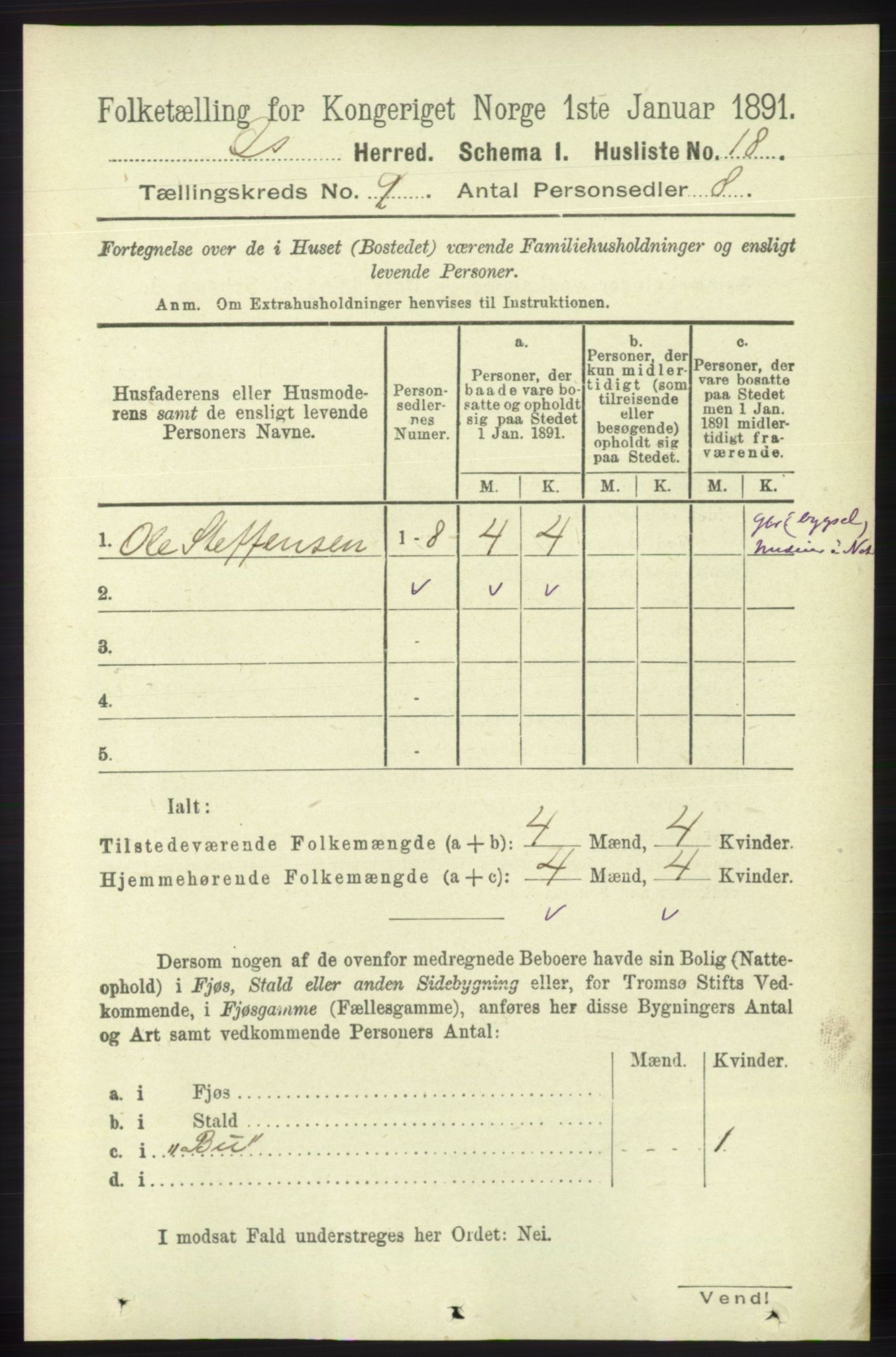 RA, Folketelling 1891 for 1243 Os herred, 1891, s. 1922