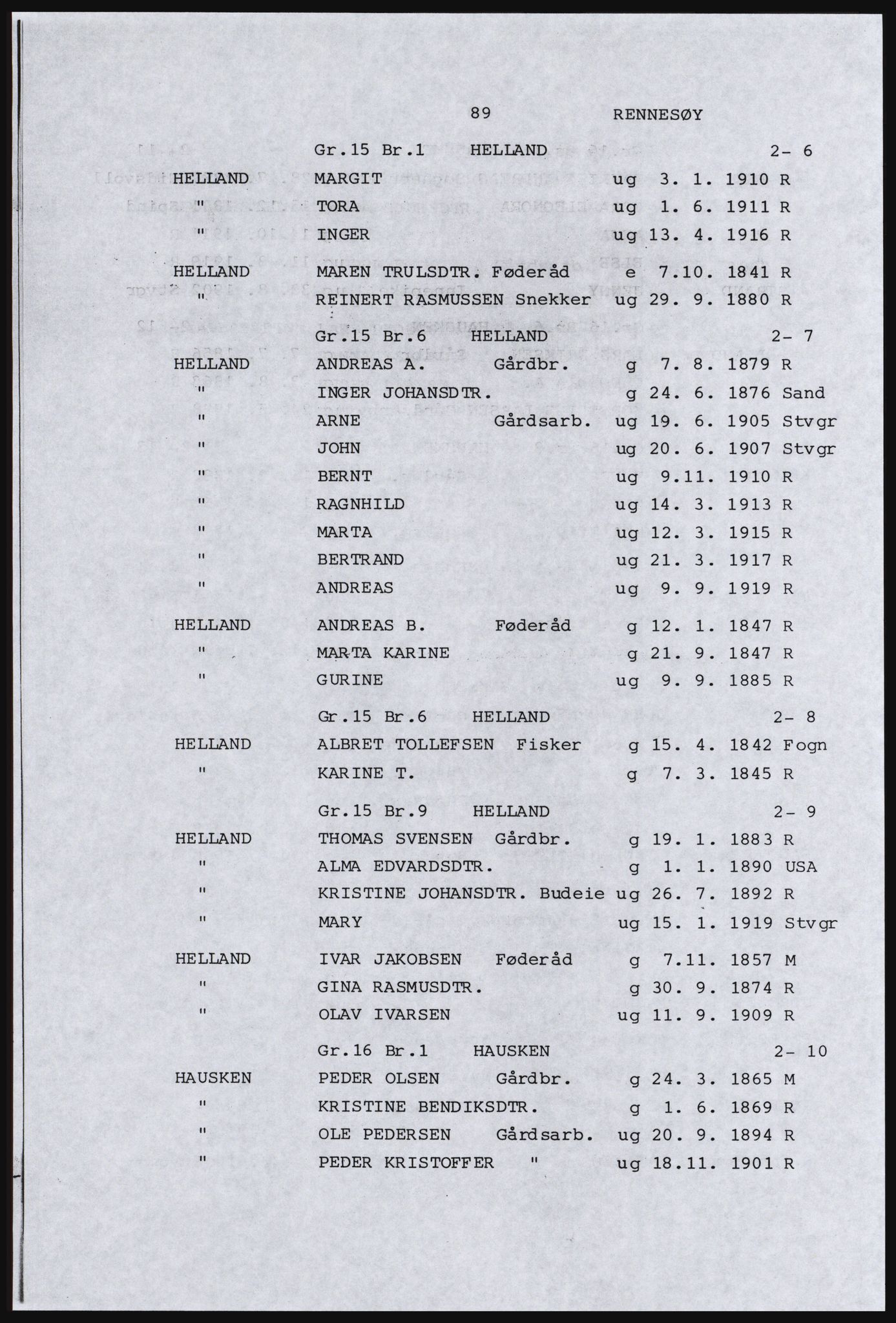 SAST, Avskrift av folketellingen 1920 for Ryfylkeøyene, 1920, s. 105