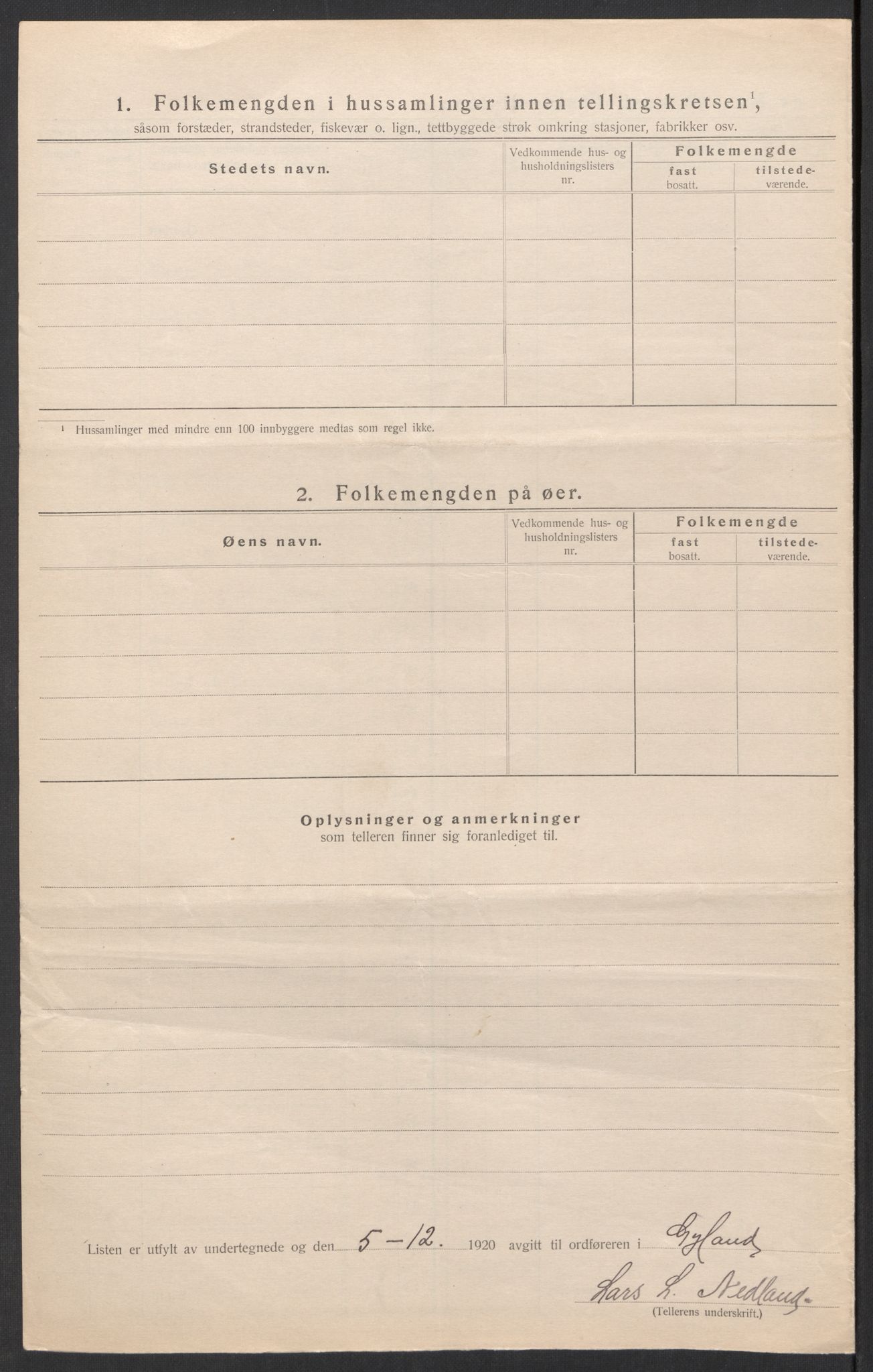 SAK, Folketelling 1920 for 1044 Gyland herred, 1920, s. 20