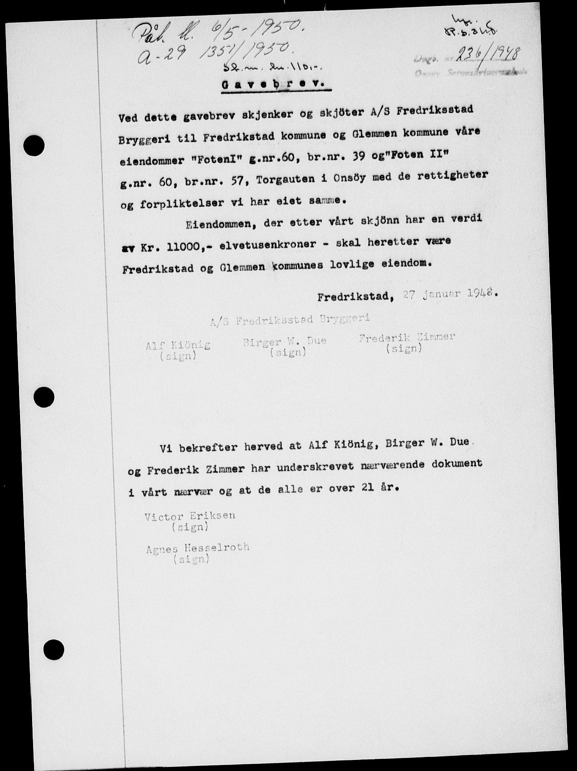 Onsøy sorenskriveri, SAO/A-10474/G/Ga/Gab/L0022: Pantebok nr. II A-22, 1947-1948, Dagboknr: 236/1948