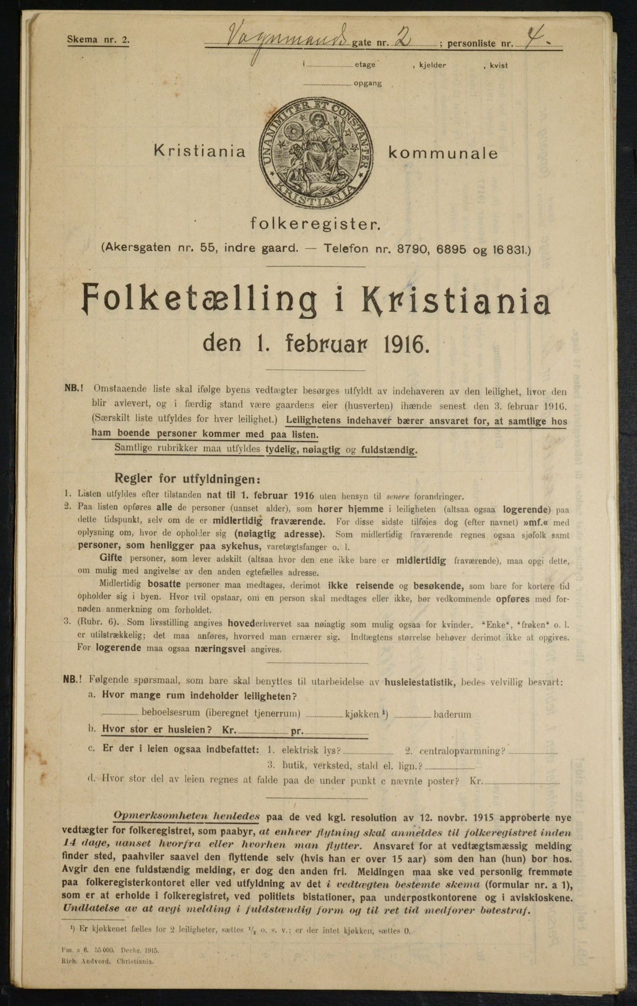 OBA, Kommunal folketelling 1.2.1916 for Kristiania, 1916, s. 127810