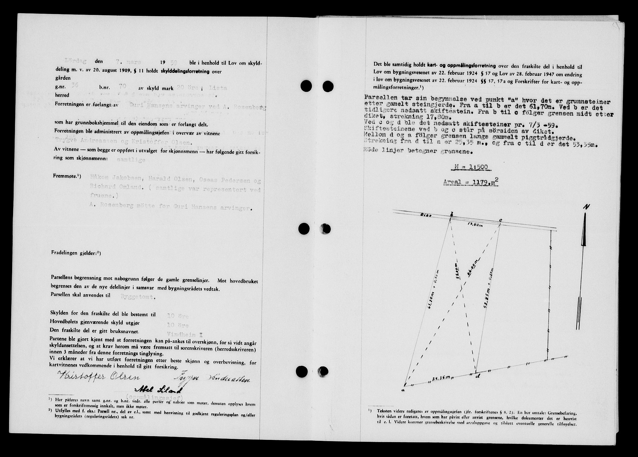 Lyngdal sorenskriveri, AV/SAK-1221-0004/G/Gb/L0679: Pantebok nr. A XXV, 1959-1960, Dagboknr: 940/1959