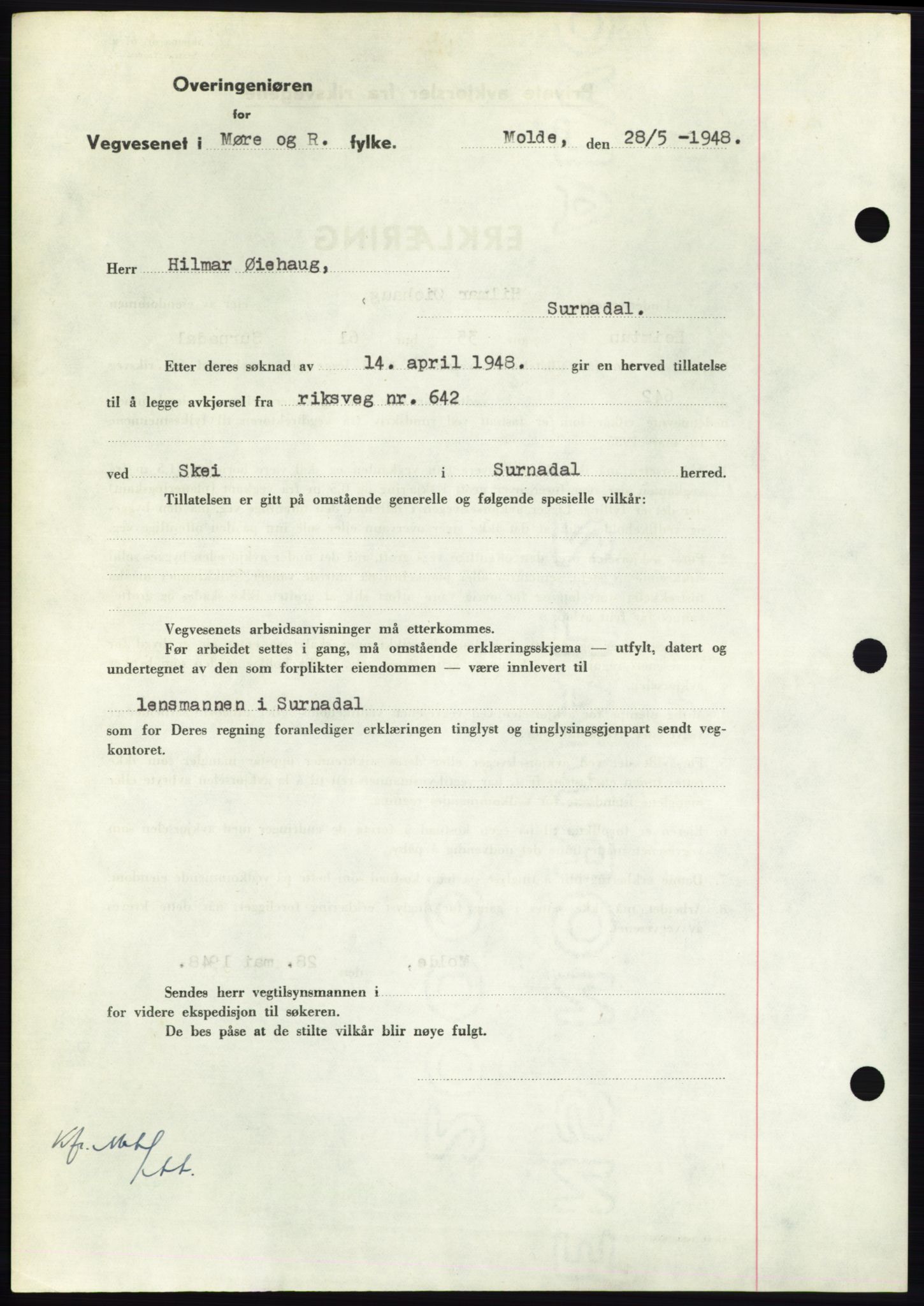 Nordmøre sorenskriveri, AV/SAT-A-4132/1/2/2Ca: Pantebok nr. B99, 1948-1948, Dagboknr: 2129/1948