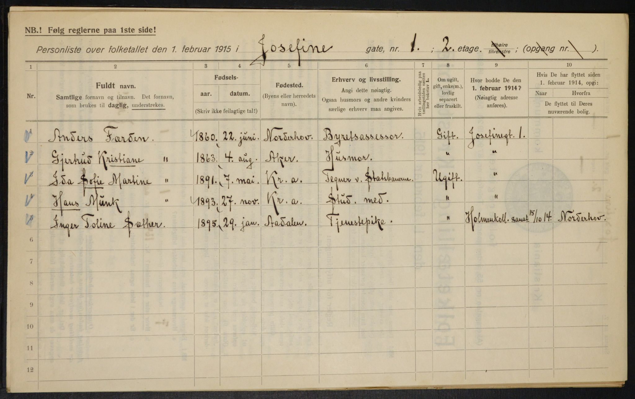 OBA, Kommunal folketelling 1.2.1915 for Kristiania, 1915, s. 46867