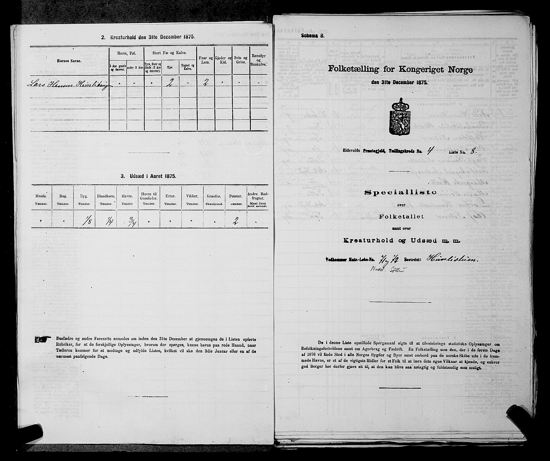 RA, Folketelling 1875 for 0237P Eidsvoll prestegjeld, 1875, s. 478