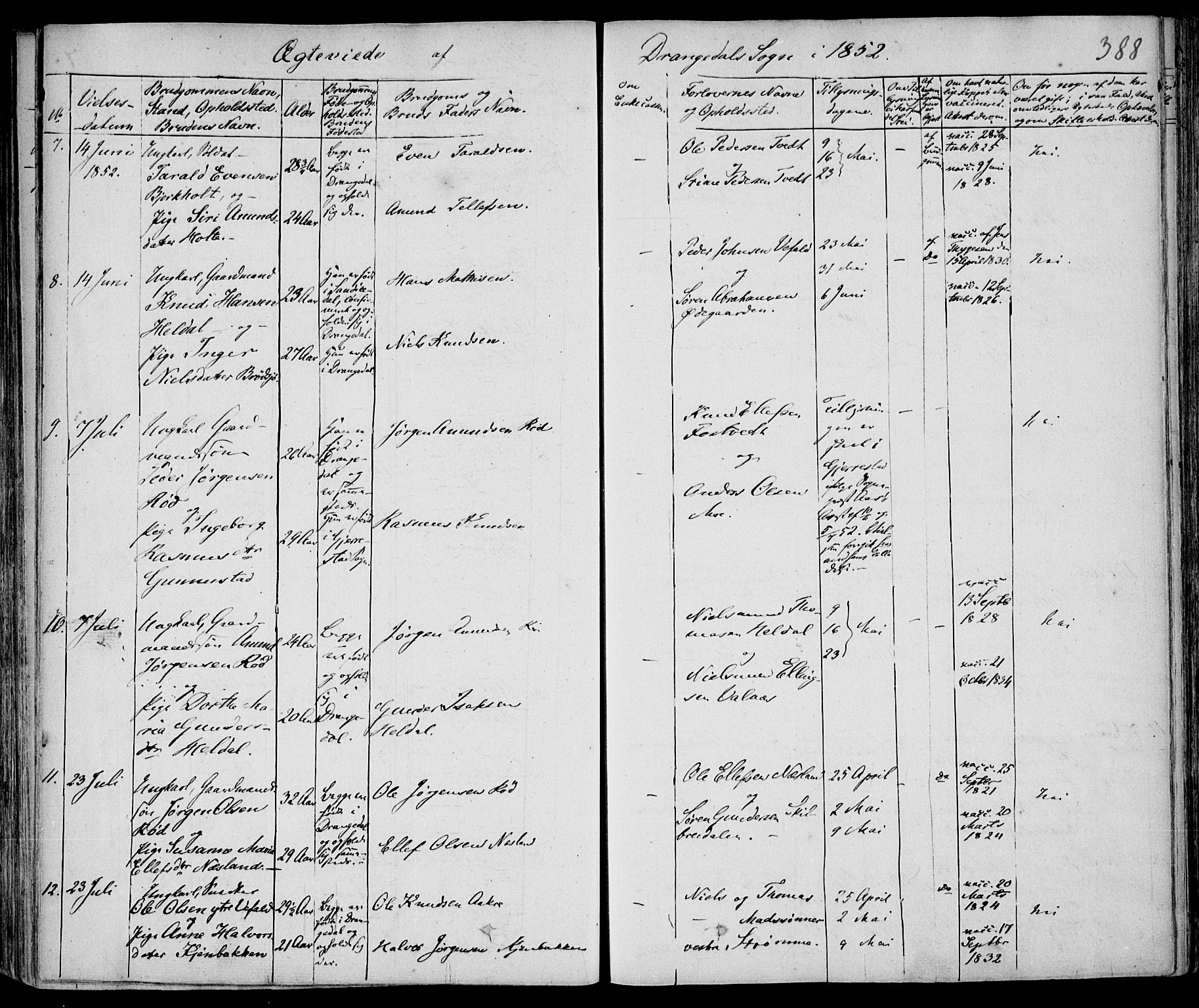 Drangedal kirkebøker, AV/SAKO-A-258/F/Fa/L0007a: Ministerialbok nr. 7a, 1837-1856, s. 388