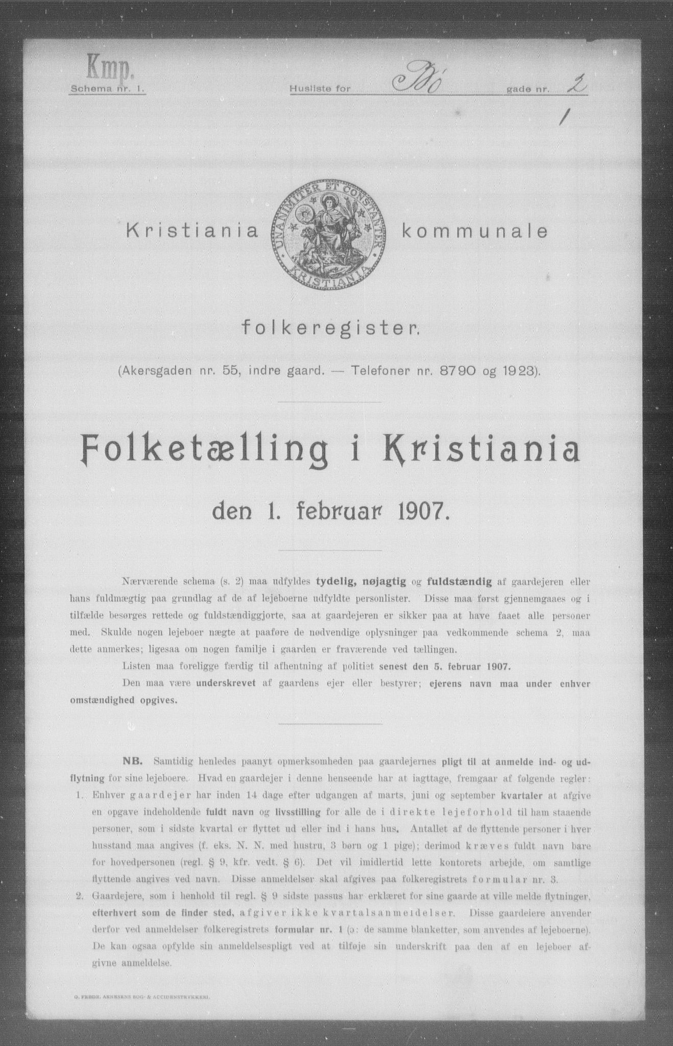 OBA, Kommunal folketelling 1.2.1907 for Kristiania kjøpstad, 1907, s. 5706