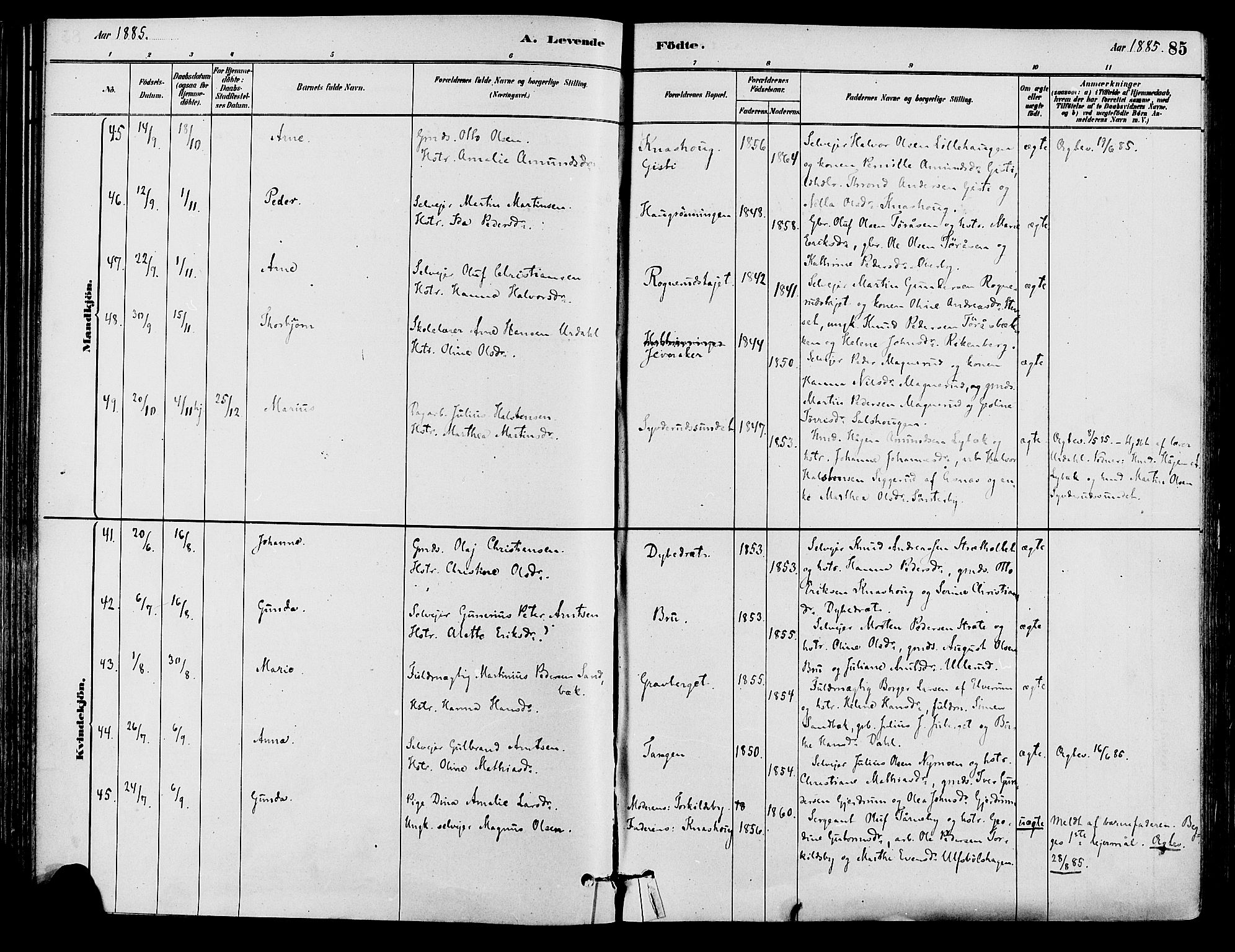 Våler prestekontor, Hedmark, AV/SAH-PREST-040/H/Ha/Haa/L0002: Ministerialbok nr. 3, 1879-1911, s. 85