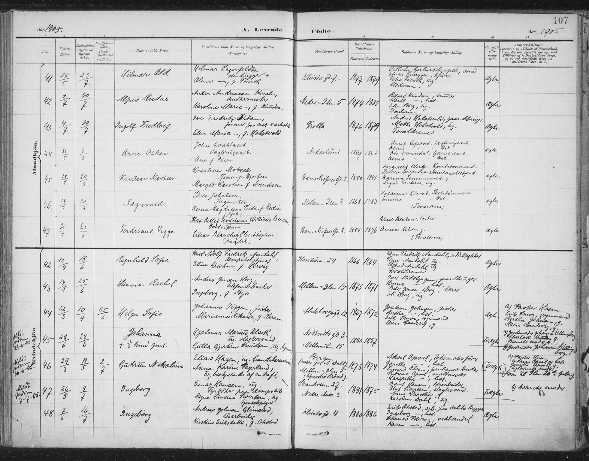 Ministerialprotokoller, klokkerbøker og fødselsregistre - Sør-Trøndelag, SAT/A-1456/603/L0167: Ministerialbok nr. 603A06, 1896-1932, s. 107