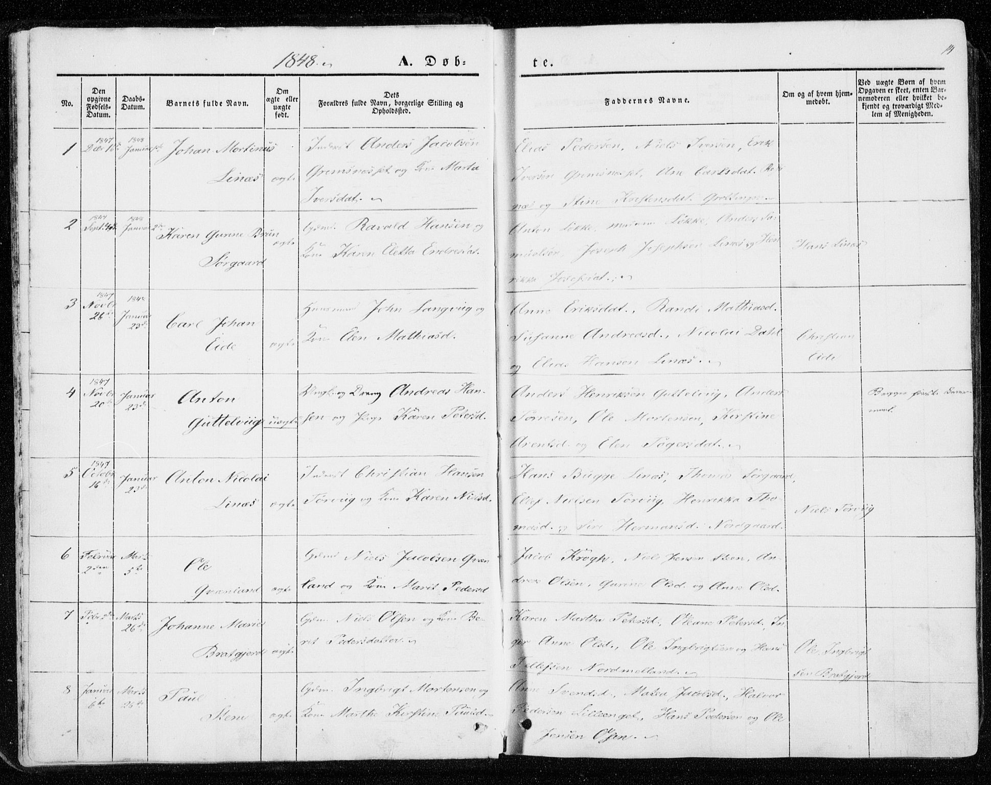 Ministerialprotokoller, klokkerbøker og fødselsregistre - Sør-Trøndelag, SAT/A-1456/657/L0704: Ministerialbok nr. 657A05, 1846-1857, s. 14