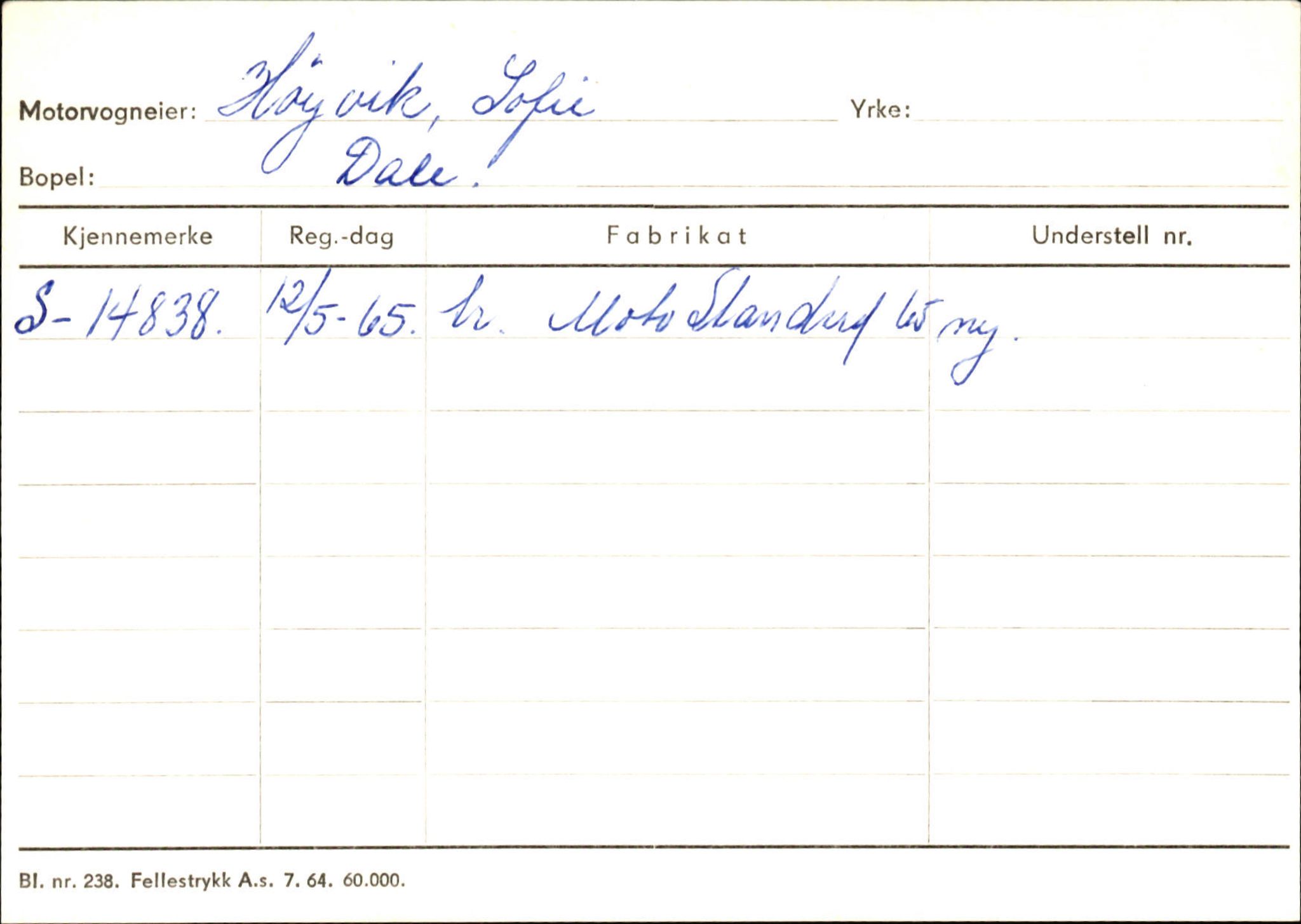 Statens vegvesen, Sogn og Fjordane vegkontor, SAB/A-5301/4/F/L0125: Eigarregister Sogndal V-Å. Aurland A-Å. Fjaler A-N, 1945-1975, s. 2169