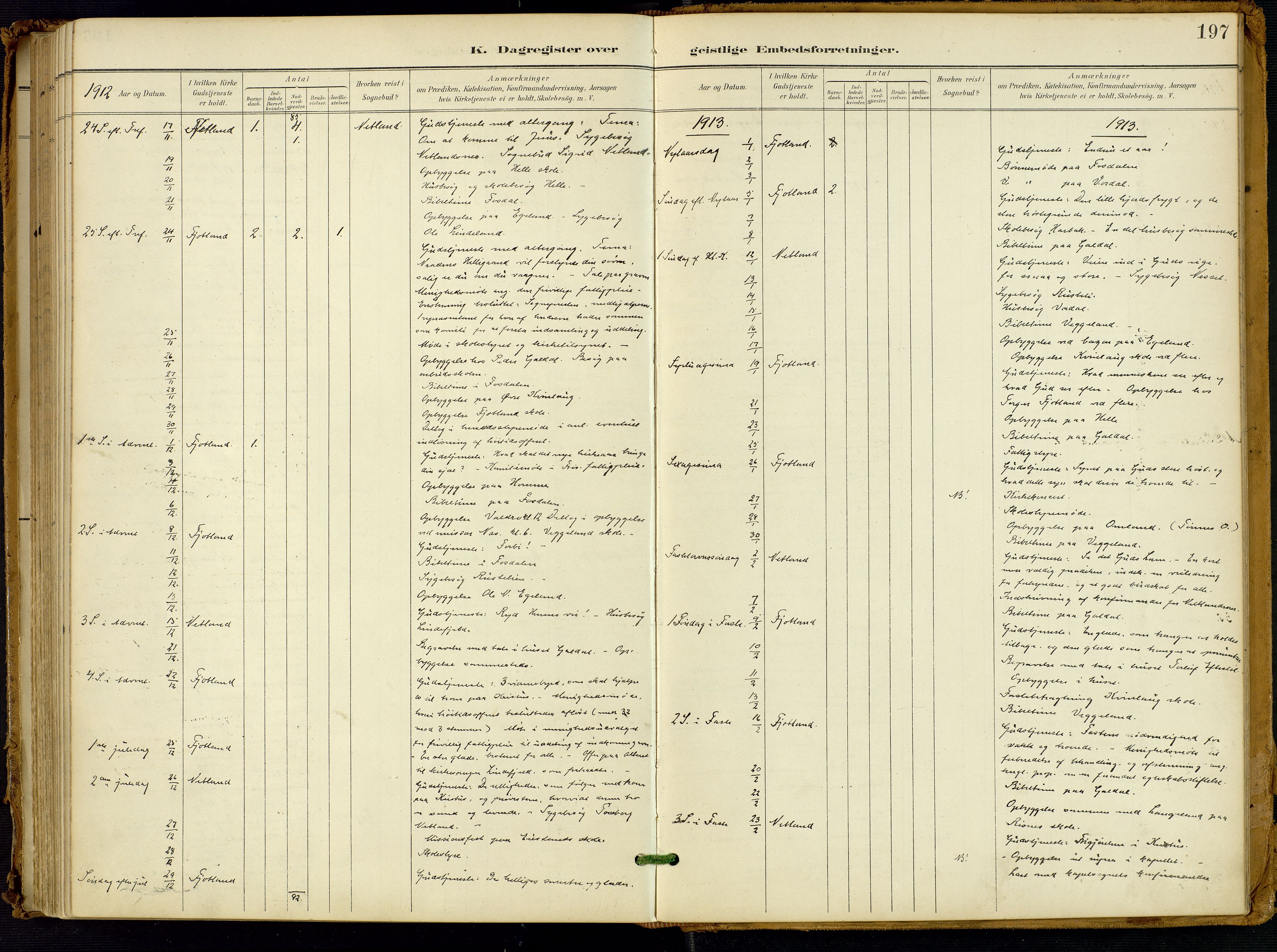 Fjotland sokneprestkontor, SAK/1111-0010/F/Fa/L0003: Ministerialbok nr. A 3, 1899-1917, s. 197