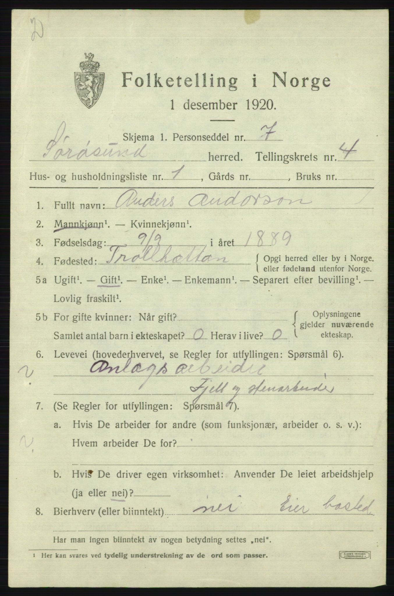 SATØ, Folketelling 1920 for 2016 Sørøysund herred, 1920, s. 1768