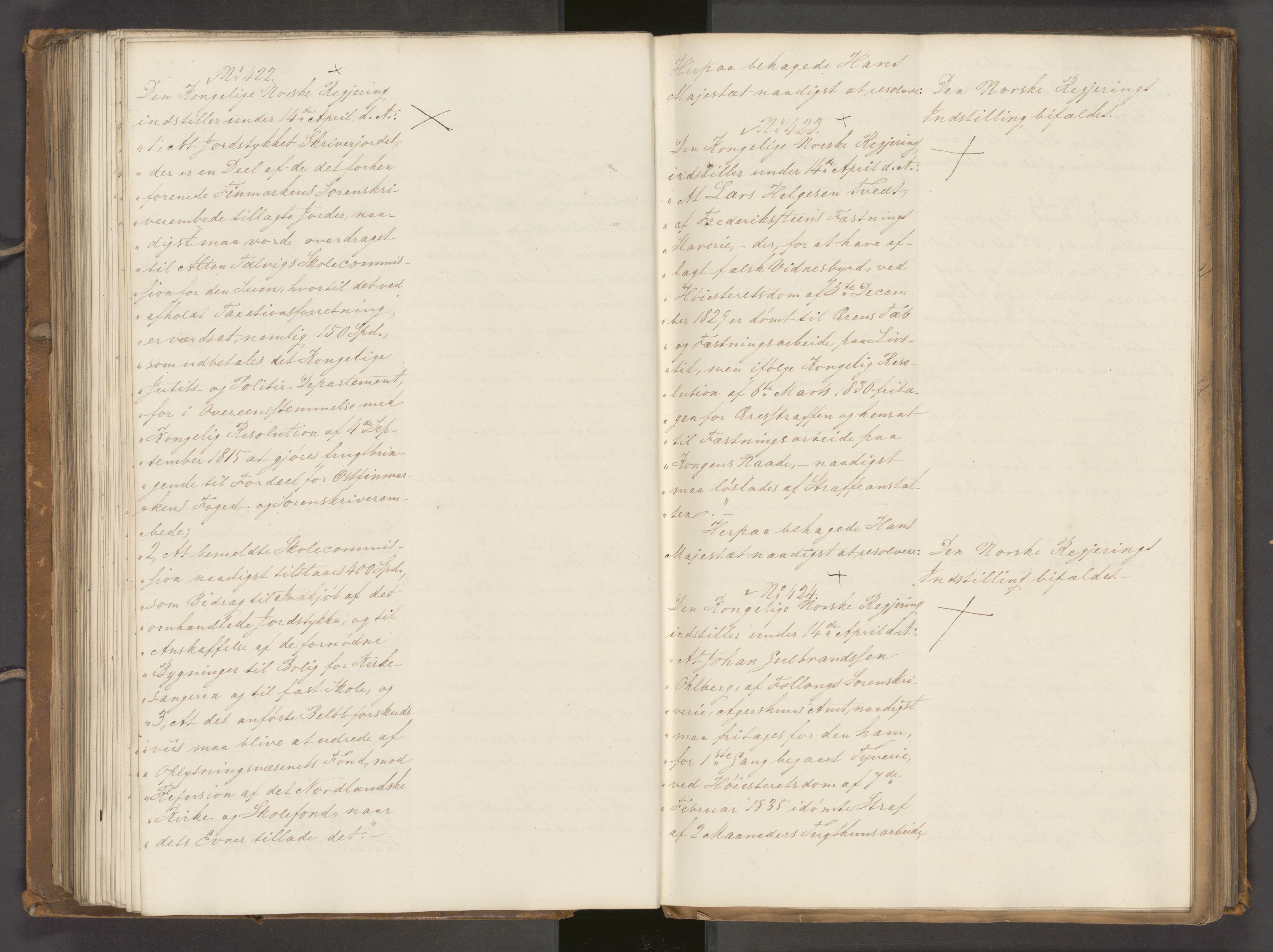 Statsrådssekretariatet, AV/RA-S-1001/A/Ab/L0040: Kgl. res. nr. 1-568, 1. halvår, 1835