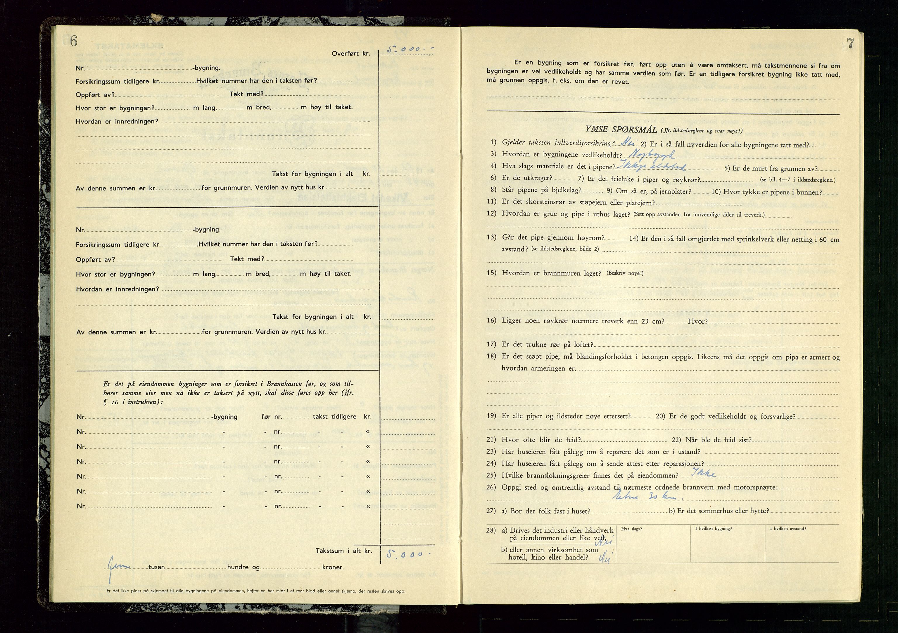 Vikedal lensmannskontor, AV/SAST-A-100179/Gob/L0006: Branntakstprotokoll, 1952-1956, s. 6-7