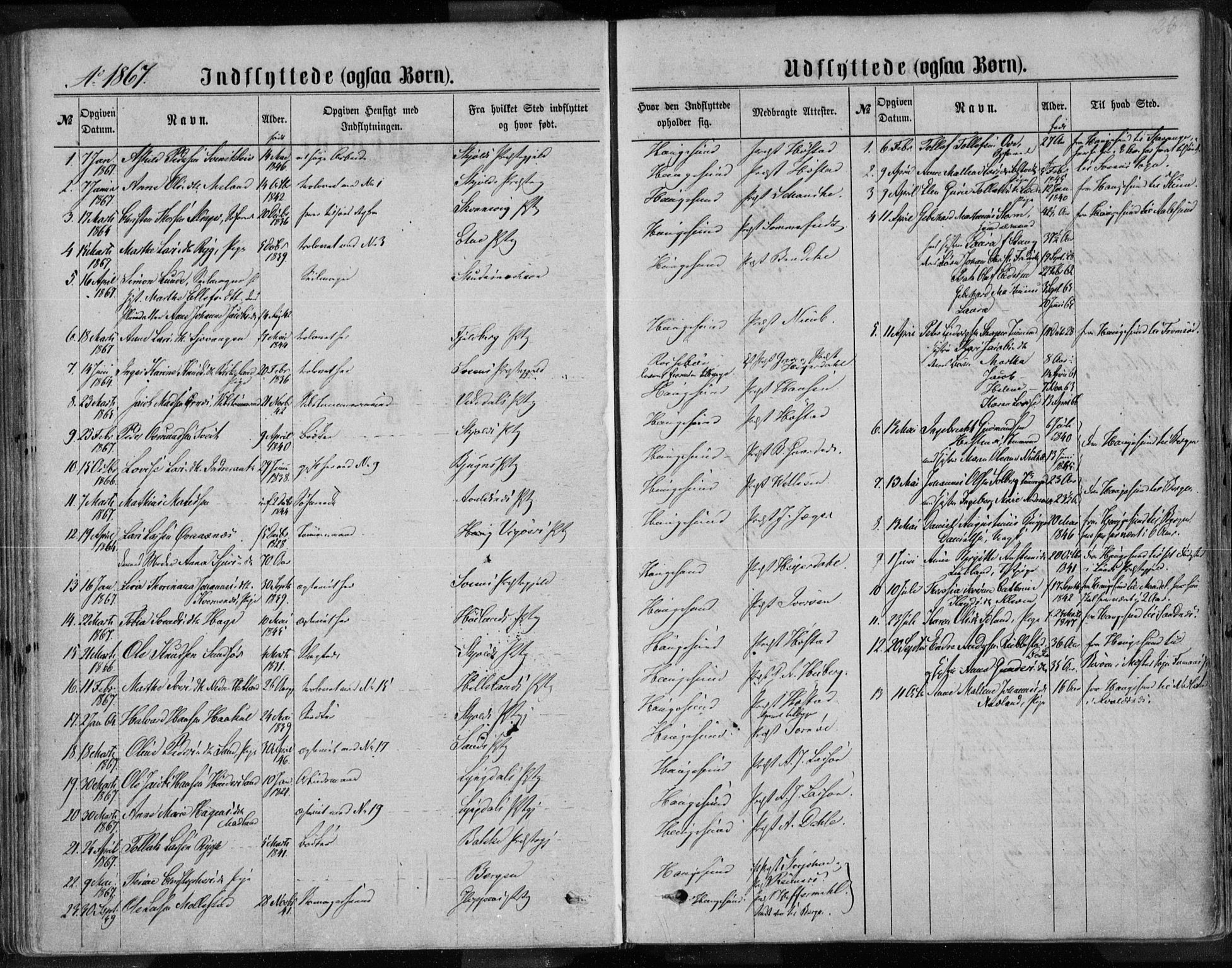 Torvastad sokneprestkontor, AV/SAST-A -101857/H/Ha/Haa/L0013: Ministerialbok nr. A 12.2, 1867-1877