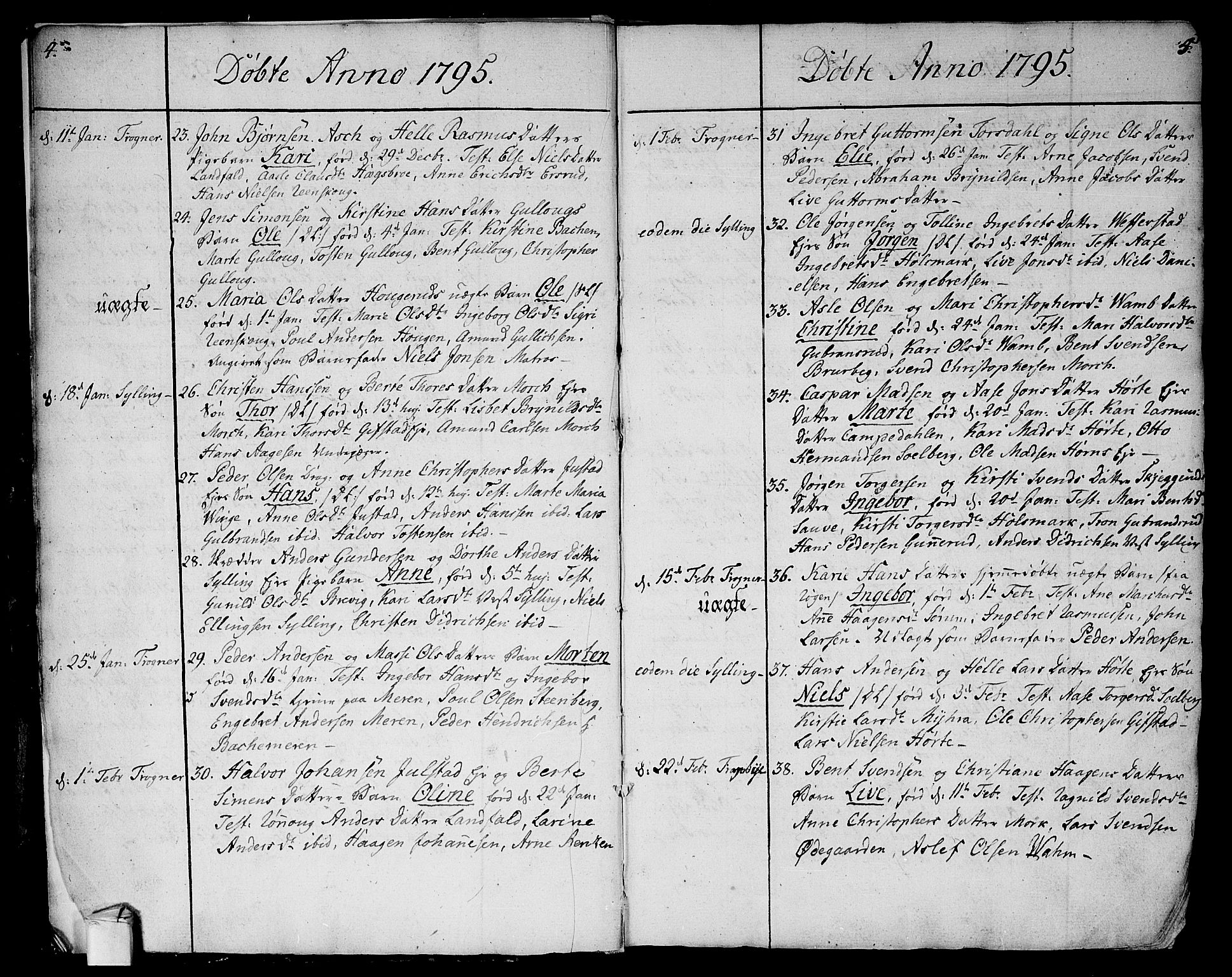 Lier kirkebøker, SAKO/A-230/F/Fa/L0007: Ministerialbok nr. I 7, 1794-1813, s. 4-5
