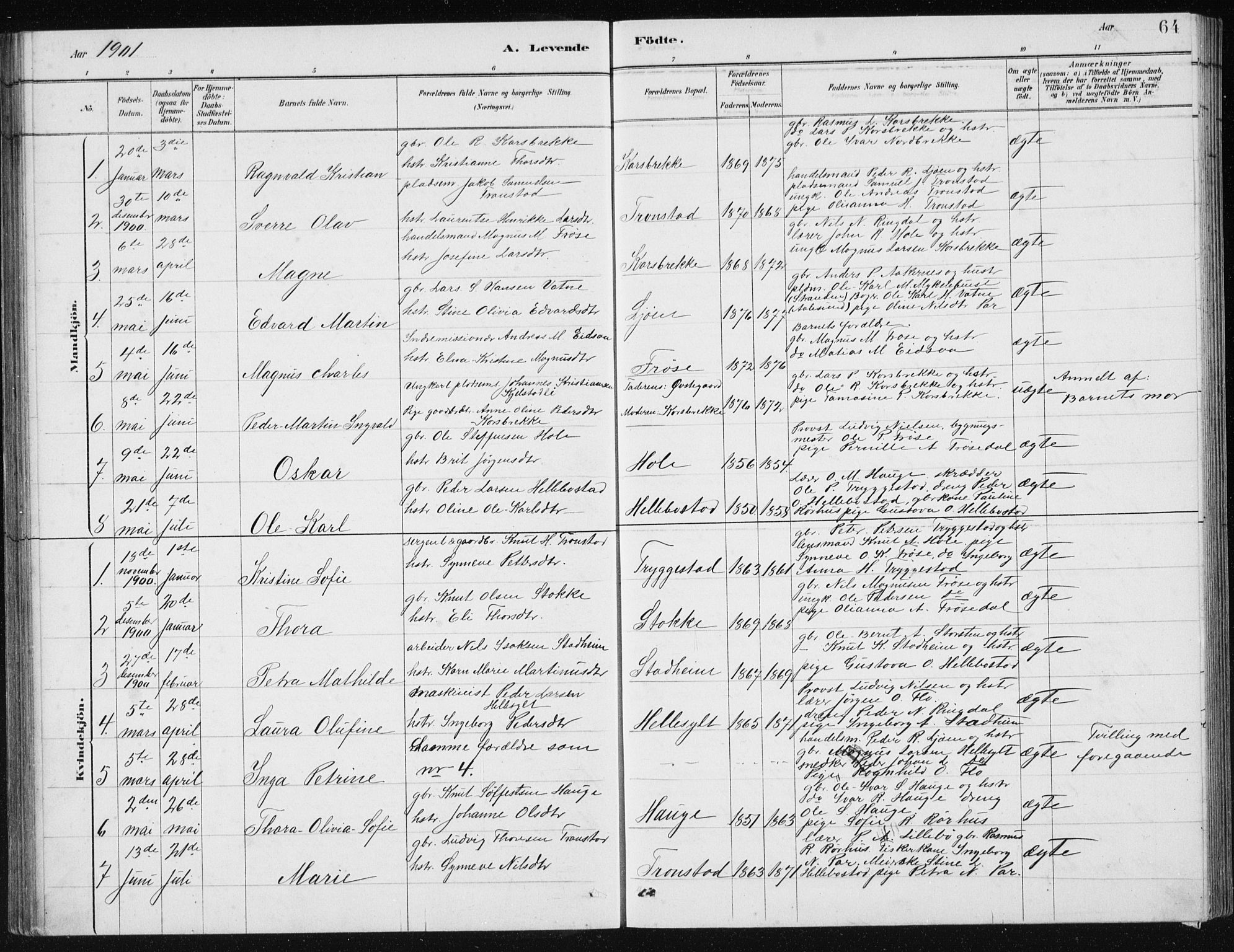 Ministerialprotokoller, klokkerbøker og fødselsregistre - Møre og Romsdal, AV/SAT-A-1454/517/L0230: Klokkerbok nr. 517C03, 1879-1912, s. 64