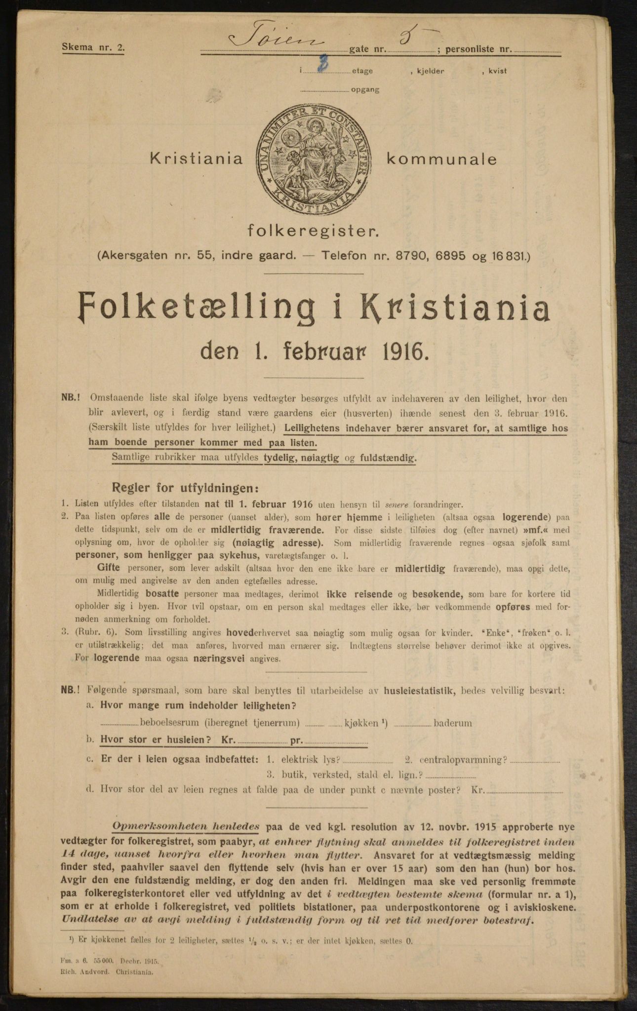 OBA, Kommunal folketelling 1.2.1916 for Kristiania, 1916, s. 120679