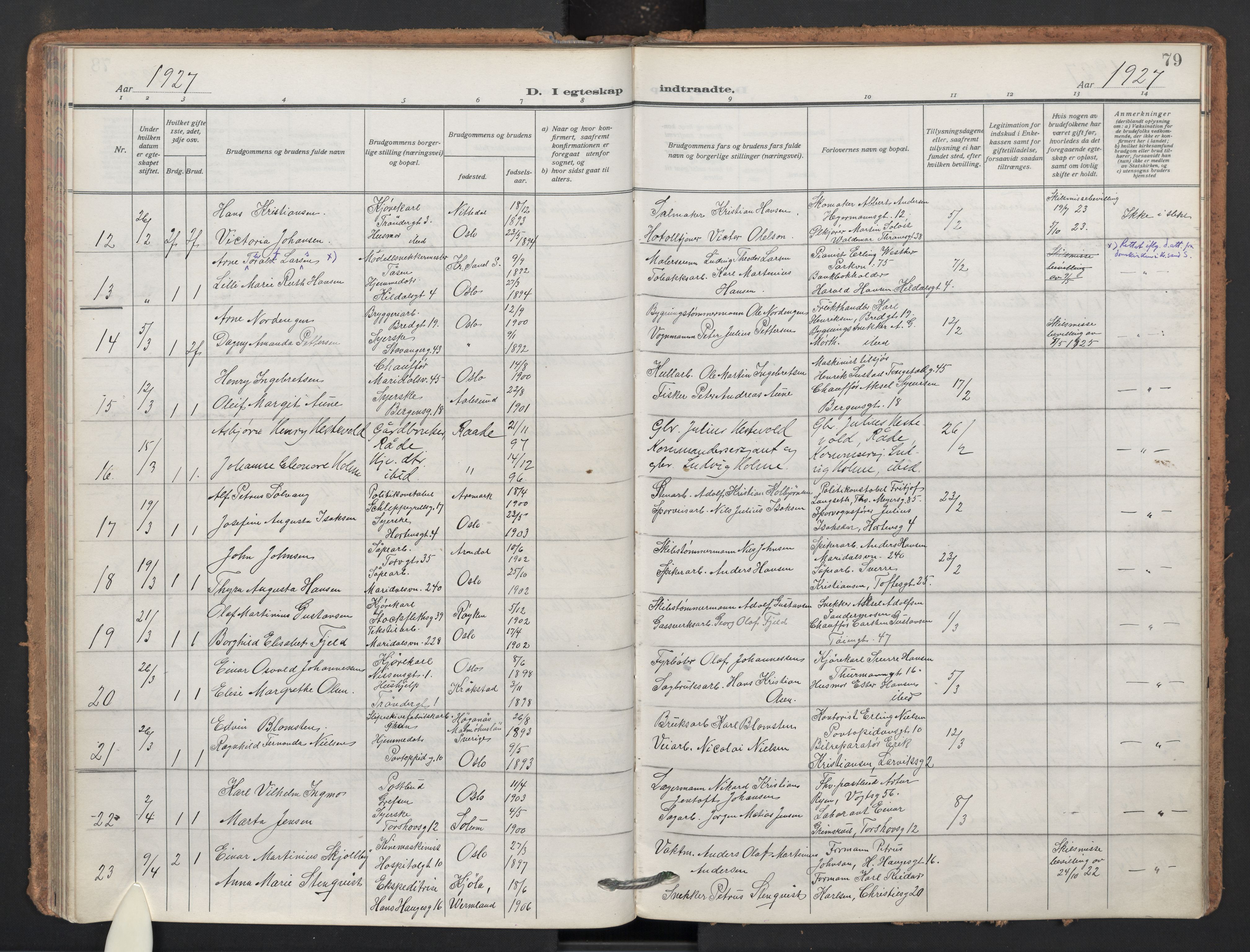 Sagene prestekontor Kirkebøker, AV/SAO-A-10796/F/L0013: Ministerialbok nr. 13, 1920-1929, s. 79
