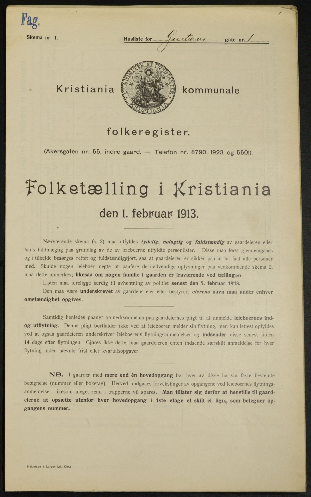 OBA, Kommunal folketelling 1.2.1913 for Kristiania, 1913, s. 32498