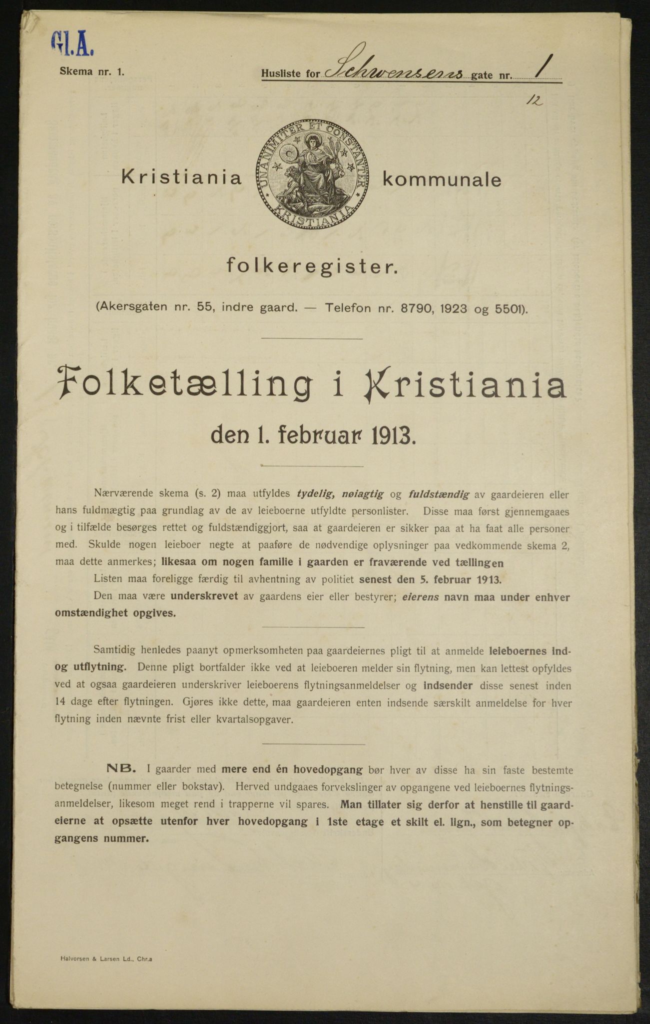 OBA, Kommunal folketelling 1.2.1913 for Kristiania, 1913, s. 92644