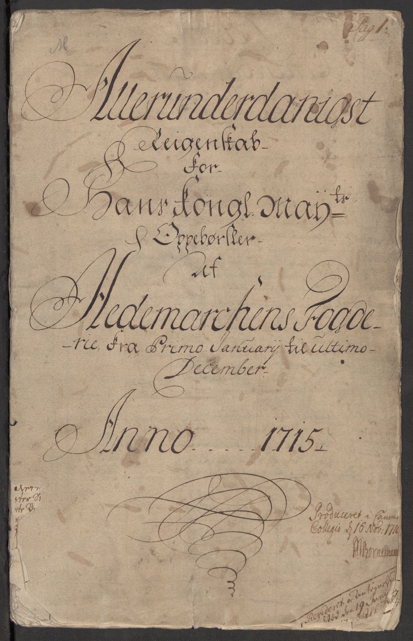 Rentekammeret inntil 1814, Reviderte regnskaper, Fogderegnskap, RA/EA-4092/R16/L1053: Fogderegnskap Hedmark, 1715, s. 3