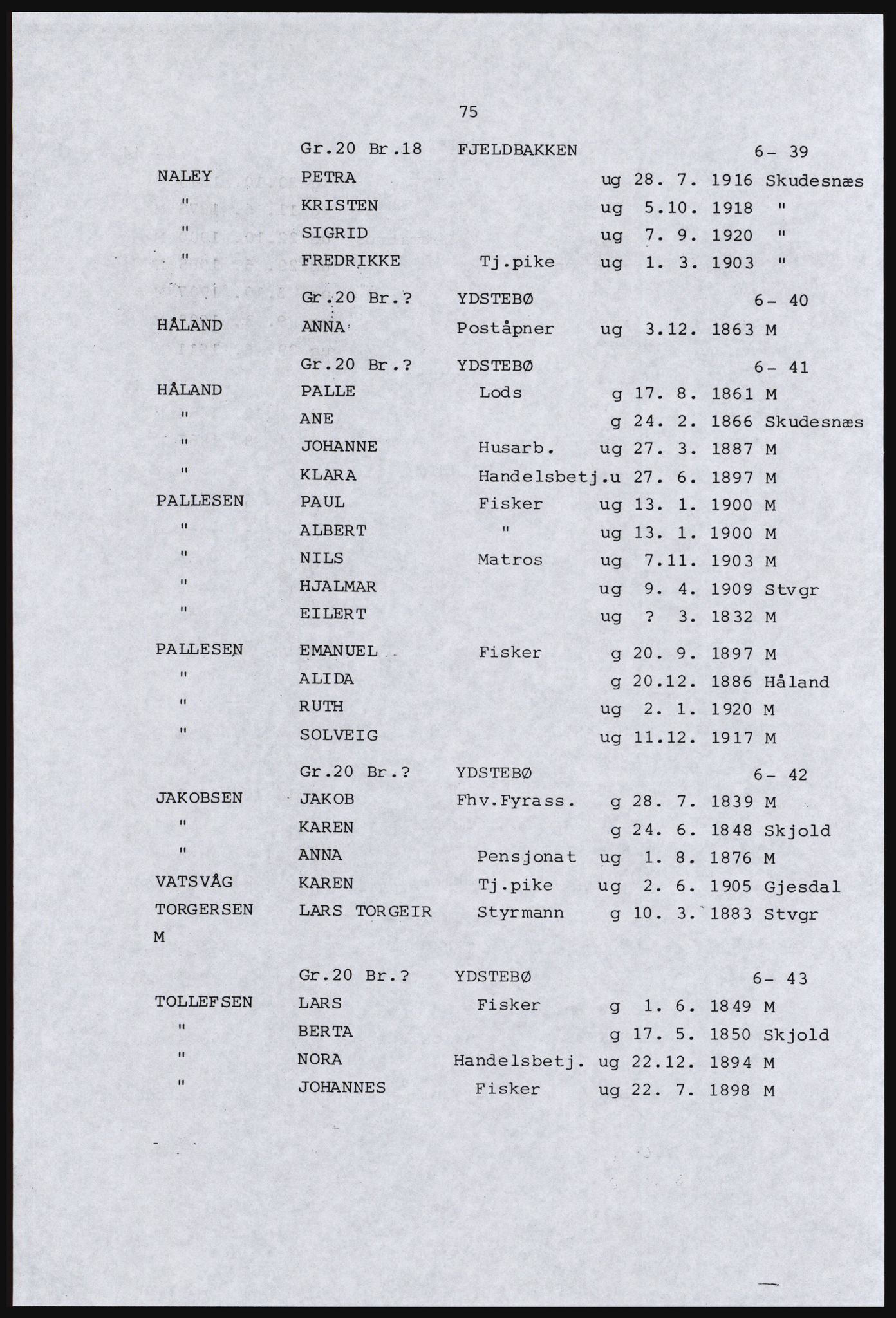 SAST, Avskrift av folketellingen 1920 for Ryfylkeøyene, 1920, s. 87