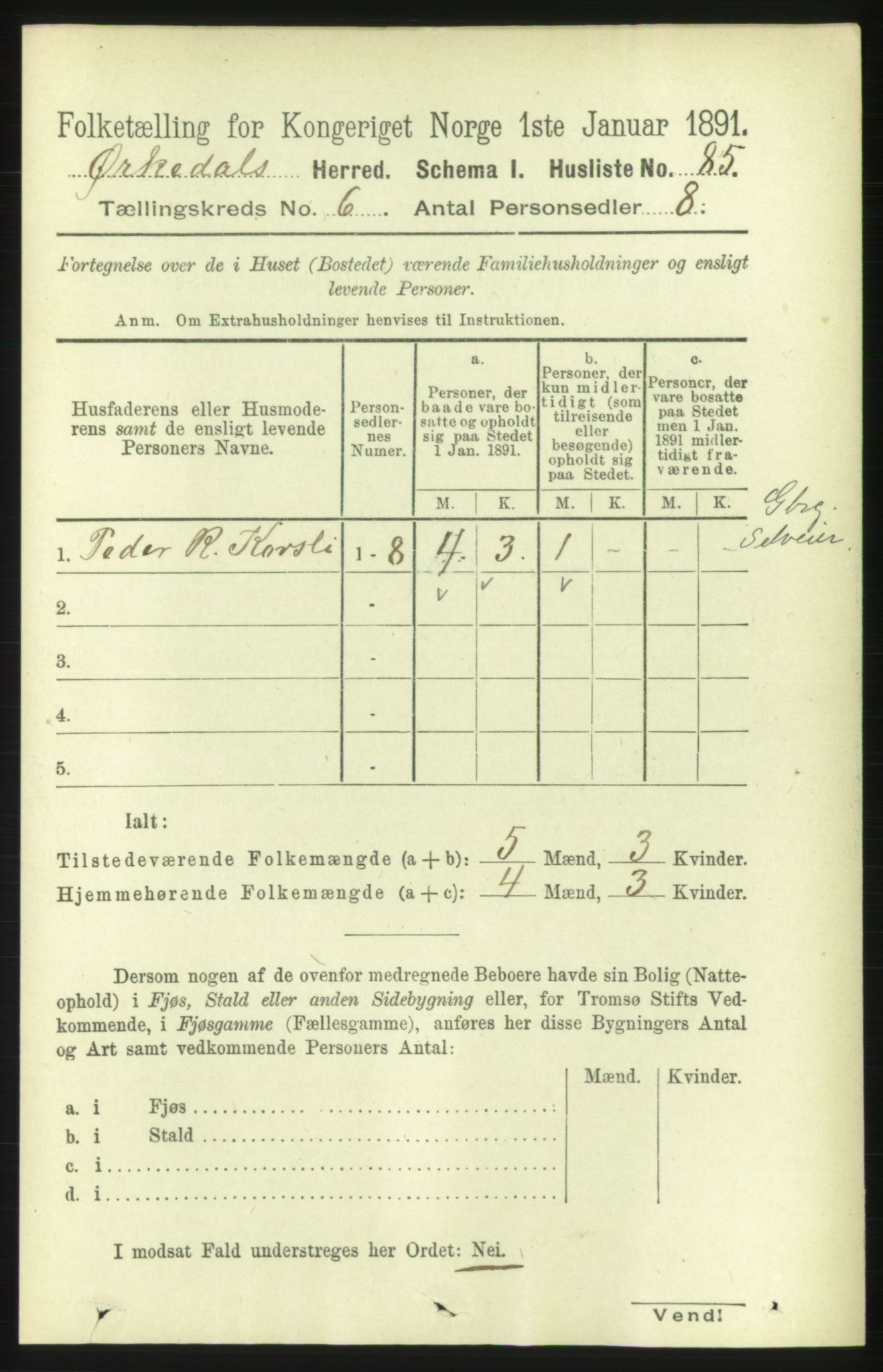 RA, Folketelling 1891 for 1638 Orkdal herred, 1891, s. 2852