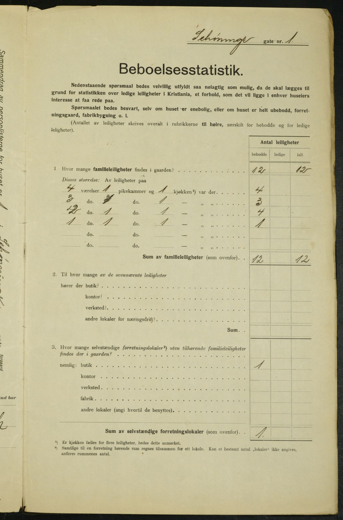 OBA, Kommunal folketelling 1.2.1915 for Kristiania, 1915, s. 93068