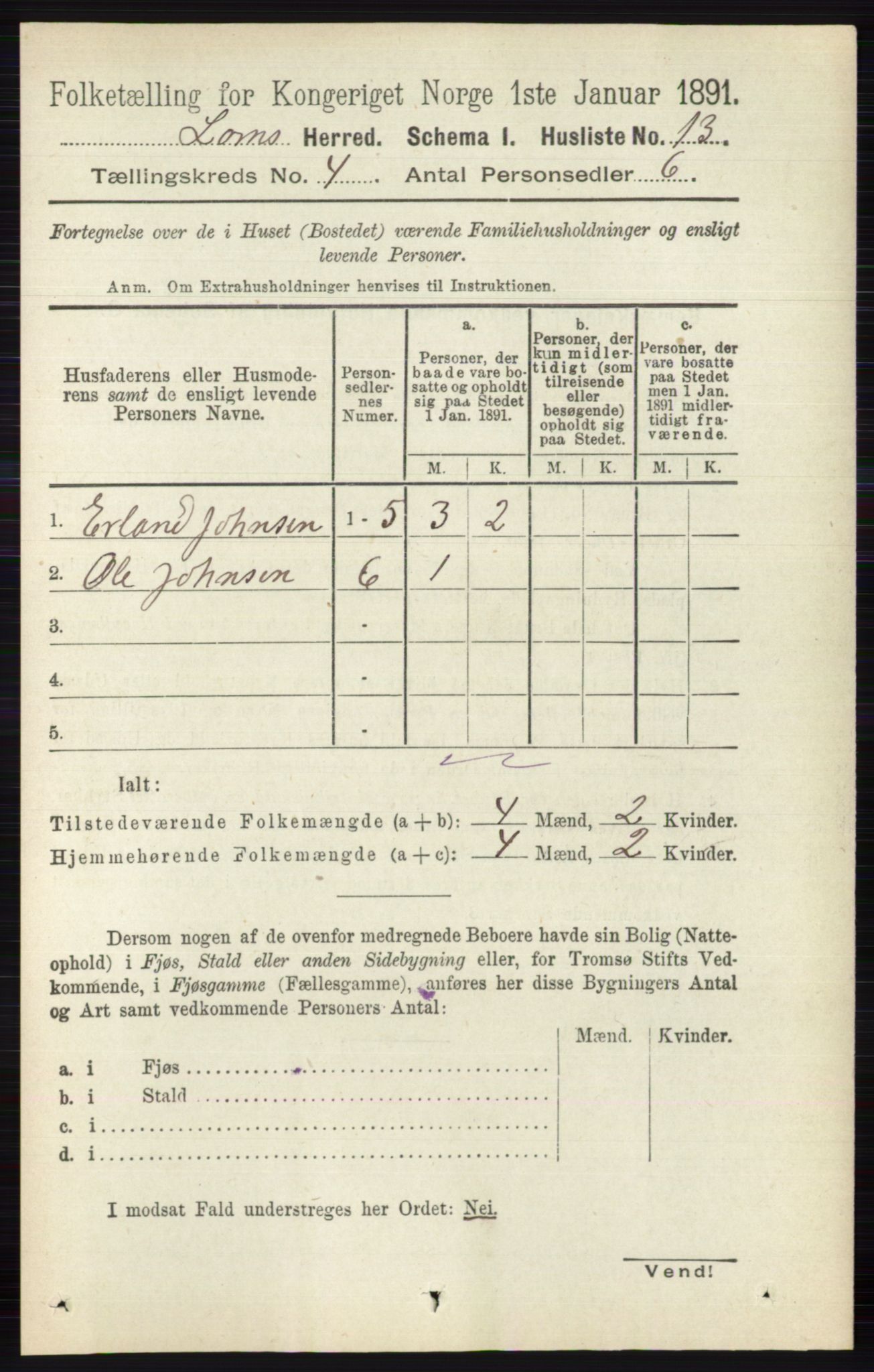 RA, Folketelling 1891 for 0514 Lom herred, 1891, s. 1468