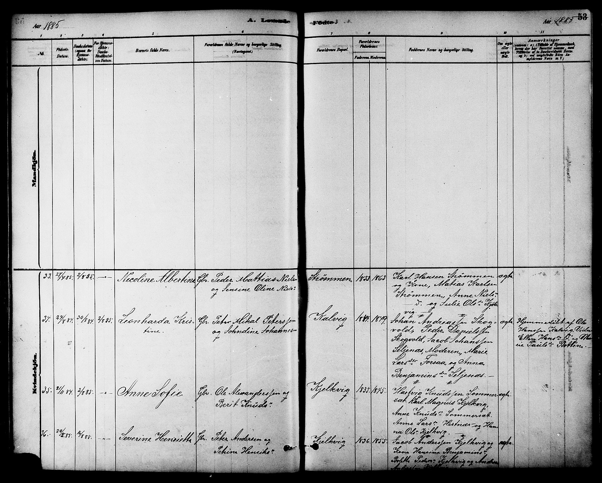 Ministerialprotokoller, klokkerbøker og fødselsregistre - Nordland, AV/SAT-A-1459/861/L0868: Ministerialbok nr. 861A03, 1879-1889, s. 53