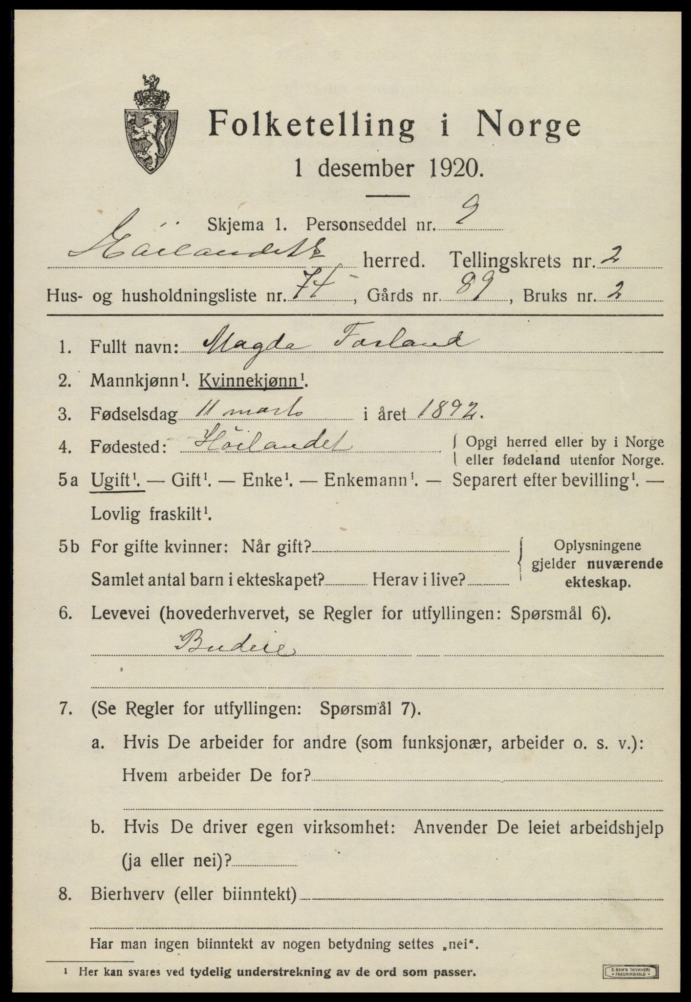 SAT, Folketelling 1920 for 1743 Høylandet herred, 1920, s. 1592