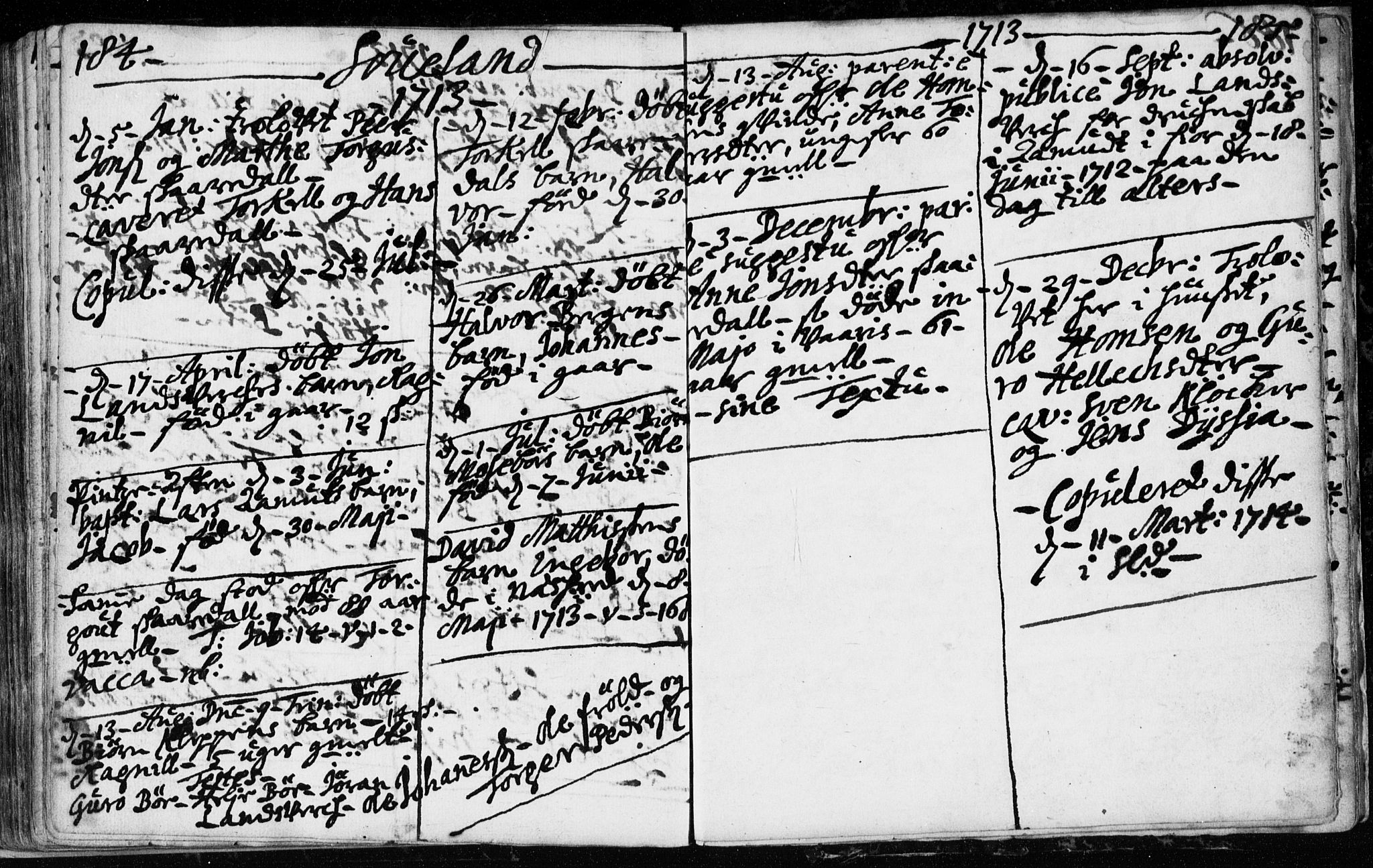Hjartdal kirkebøker, AV/SAKO-A-270/F/Fa/L0001: Ministerialbok nr. I 1, 1685-1714, s. 184-185