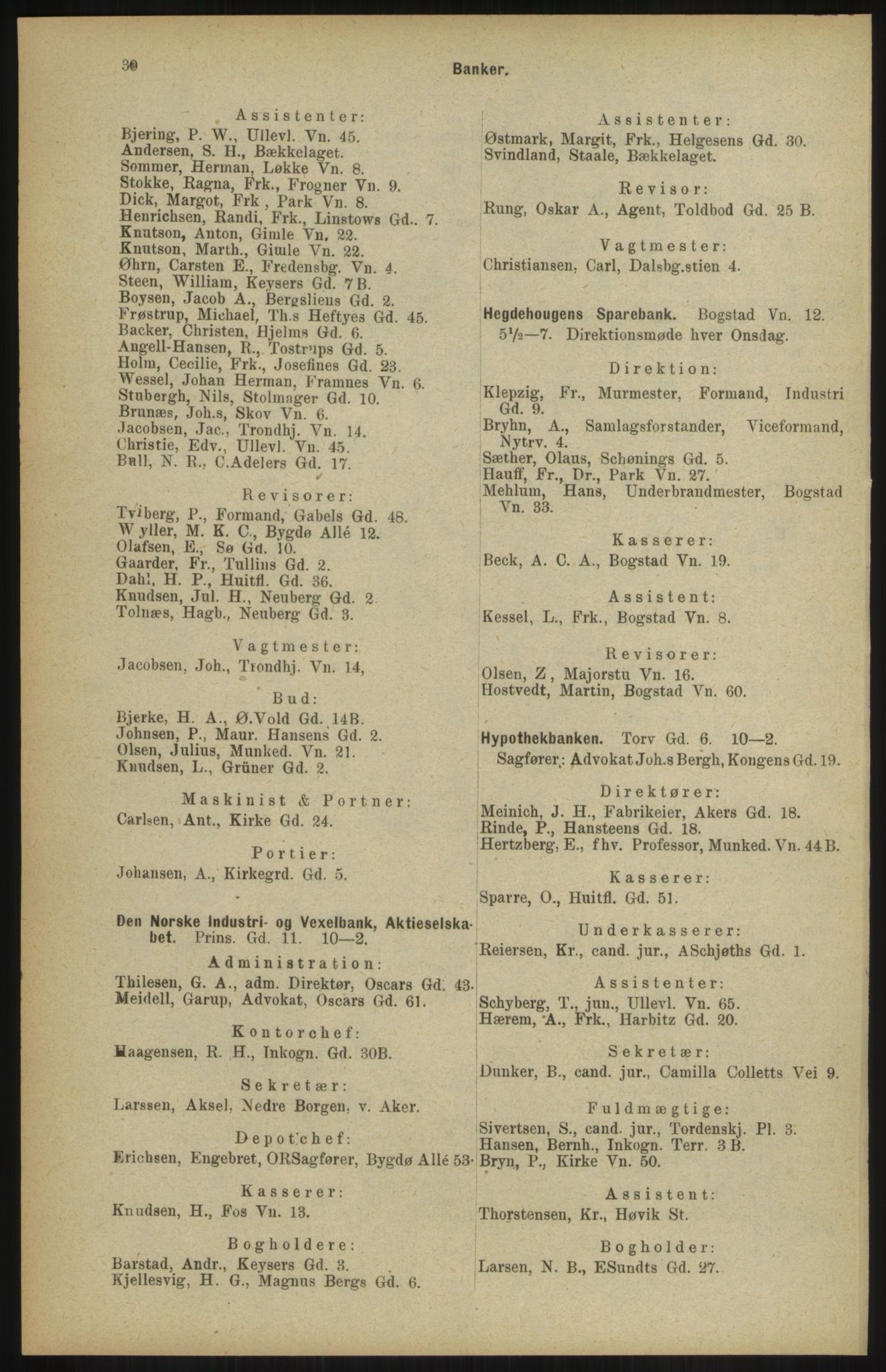 Kristiania/Oslo adressebok, PUBL/-, 1904, s. 30